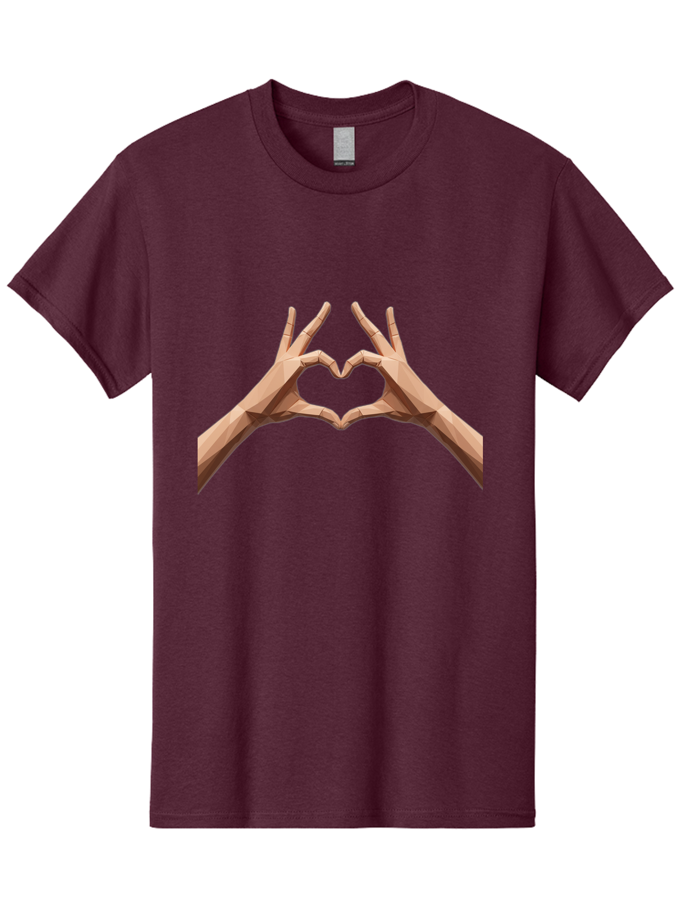 Hands-Heart-Gesture Men'S Graphic Tee, 100% Cotton, Comfortable Casual Summer Wear, Machine Washable, Low Poly Hands, Heart Shape, Love Symbol, 3D Art, Geometric Design, Affectionate Gesture, Digital Illustration, Heart Hands Bae028 7