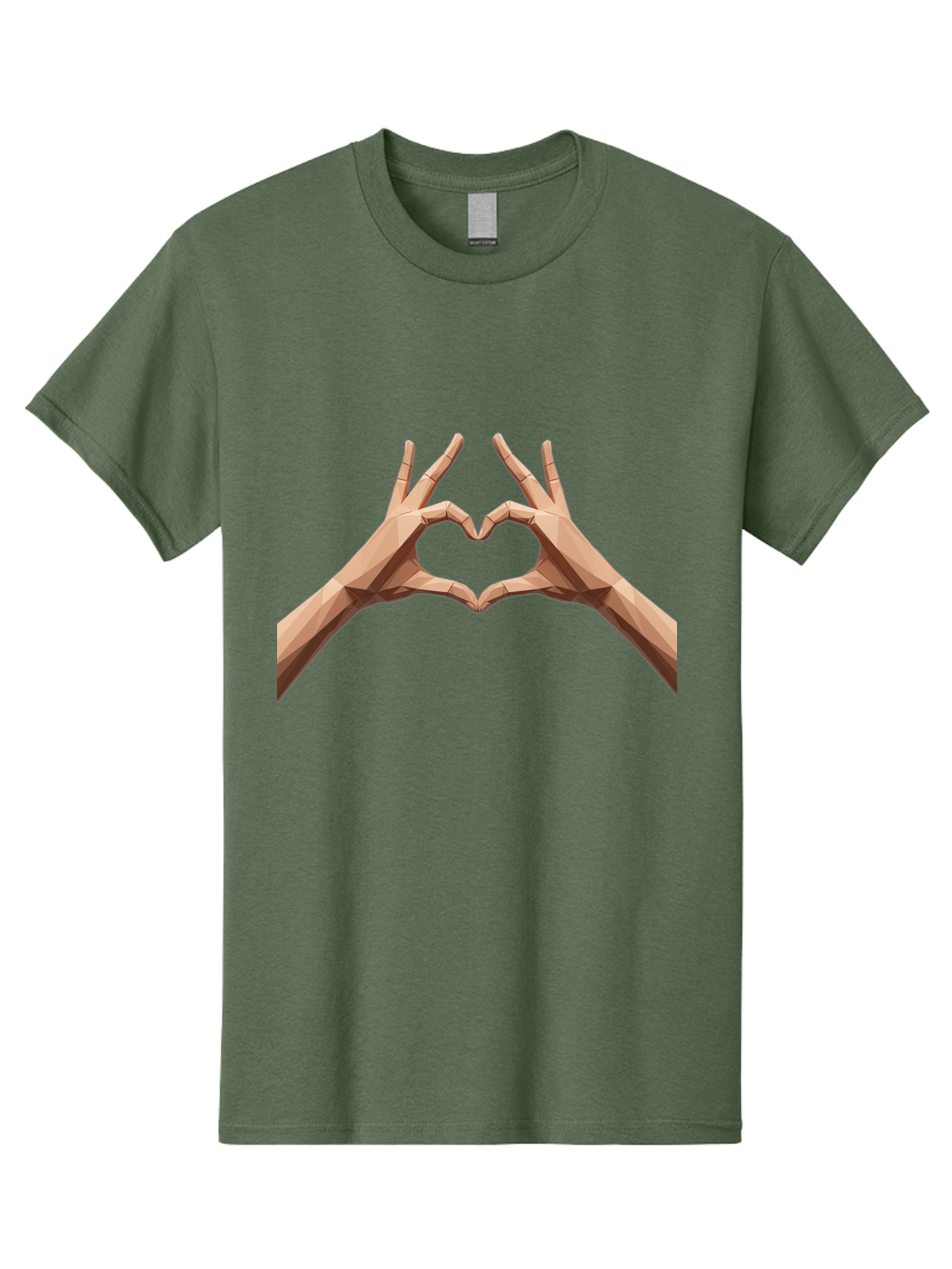 Hands-Heart-Gesture Men'S Graphic Tee, 100% Cotton, Comfortable Casual Summer Wear, Machine Washable, Low Poly Hands, Heart Shape, Love Symbol, 3D Art, Geometric Design, Affectionate Gesture, Digital Illustration, Heart Hands Bae028 9