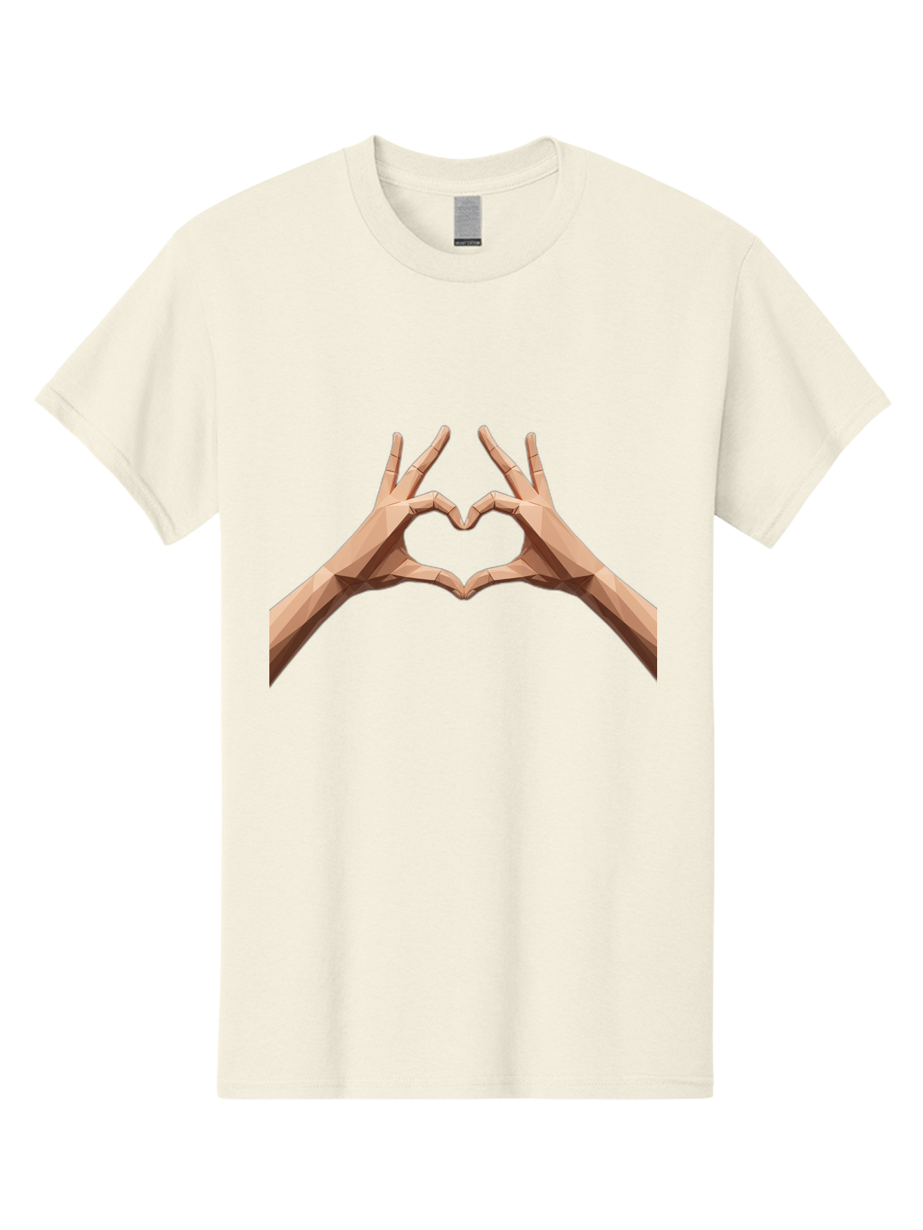 Hands-Heart-Gesture Men'S Graphic Tee, 100% Cotton, Comfortable Casual Summer Wear, Machine Washable, Low Poly Hands, Heart Shape, Love Symbol, 3D Art, Geometric Design, Affectionate Gesture, Digital Illustration, Heart Hands Bae028 10