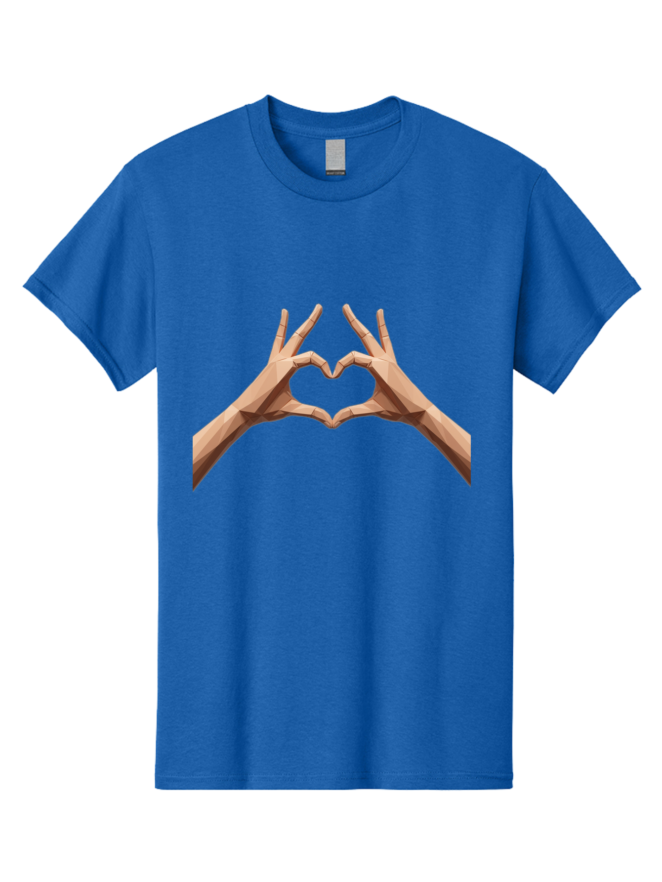 Hands-Heart-Gesture Men'S Graphic Tee, 100% Cotton, Comfortable Casual Summer Wear, Machine Washable, Low Poly Hands, Heart Shape, Love Symbol, 3D Art, Geometric Design, Affectionate Gesture, Digital Illustration, Heart Hands Bae028 2