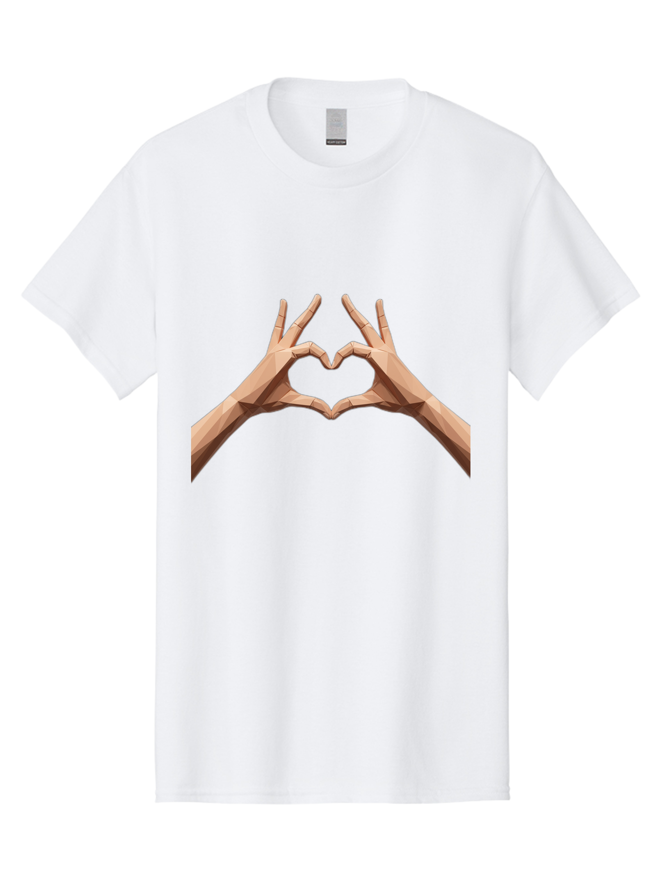 Hands-Heart-Gesture Men'S Graphic Tee, 100% Cotton, Comfortable Casual Summer Wear, Machine Washable, Low Poly Hands, Heart Shape, Love Symbol, 3D Art, Geometric Design, Affectionate Gesture, Digital Illustration, Heart Hands Bae028 4
