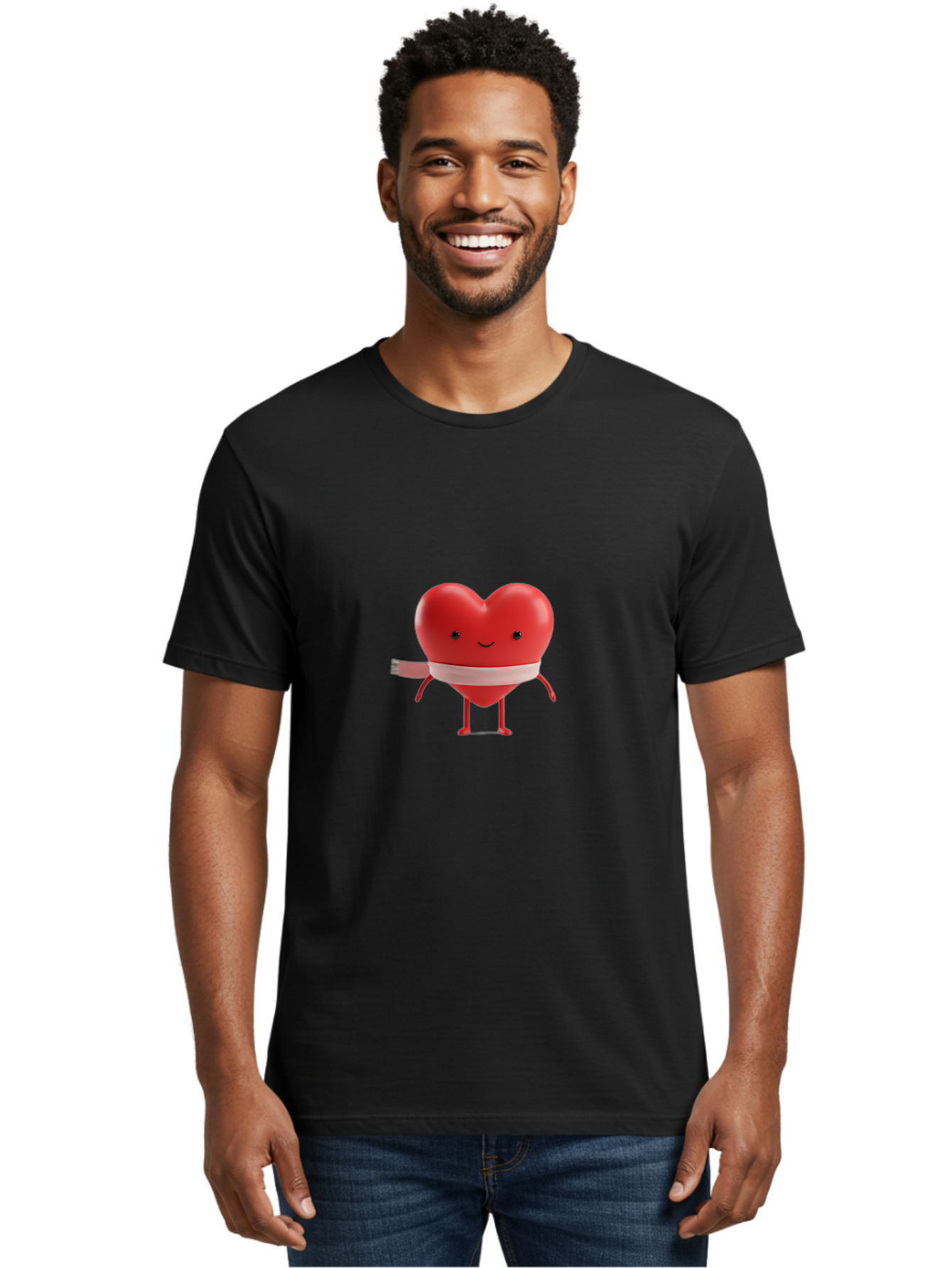 Heart-Character-1 Men'S Graphic Tee, 100% Cotton, Comfortable Casual Summer Wear, Machine Washable, Heart Character, Wounded Heart, Cartoon Heart, Bandaged Heart, Cute Heart, Love Symbol, Heart Health, Heartbreak, Valentine'S Day, Bae037 29