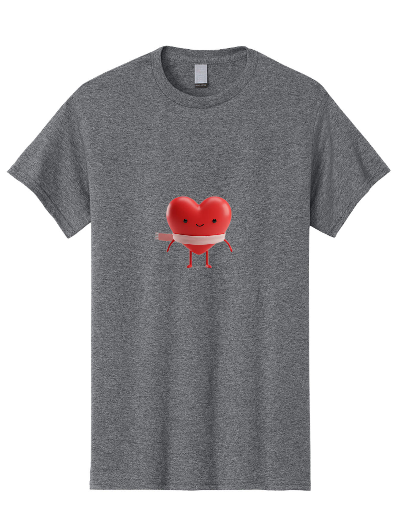 Heart-Character-1 Men'S Graphic Tee, 100% Cotton, Comfortable Casual Summer Wear, Machine Washable, Heart Character, Wounded Heart, Cartoon Heart, Bandaged Heart, Cute Heart, Love Symbol, Heart Health, Heartbreak, Valentine'S Day, Bae037 4