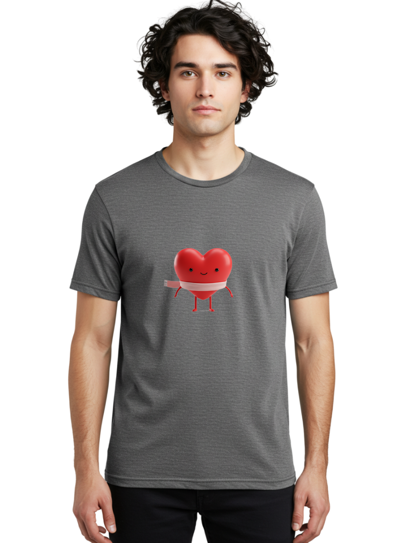 Heart-Character-1 Men'S Graphic Tee, 100% Cotton, Comfortable Casual Summer Wear, Machine Washable, Heart Character, Wounded Heart, Cartoon Heart, Bandaged Heart, Cute Heart, Love Symbol, Heart Health, Heartbreak, Valentine'S Day, Bae037 19