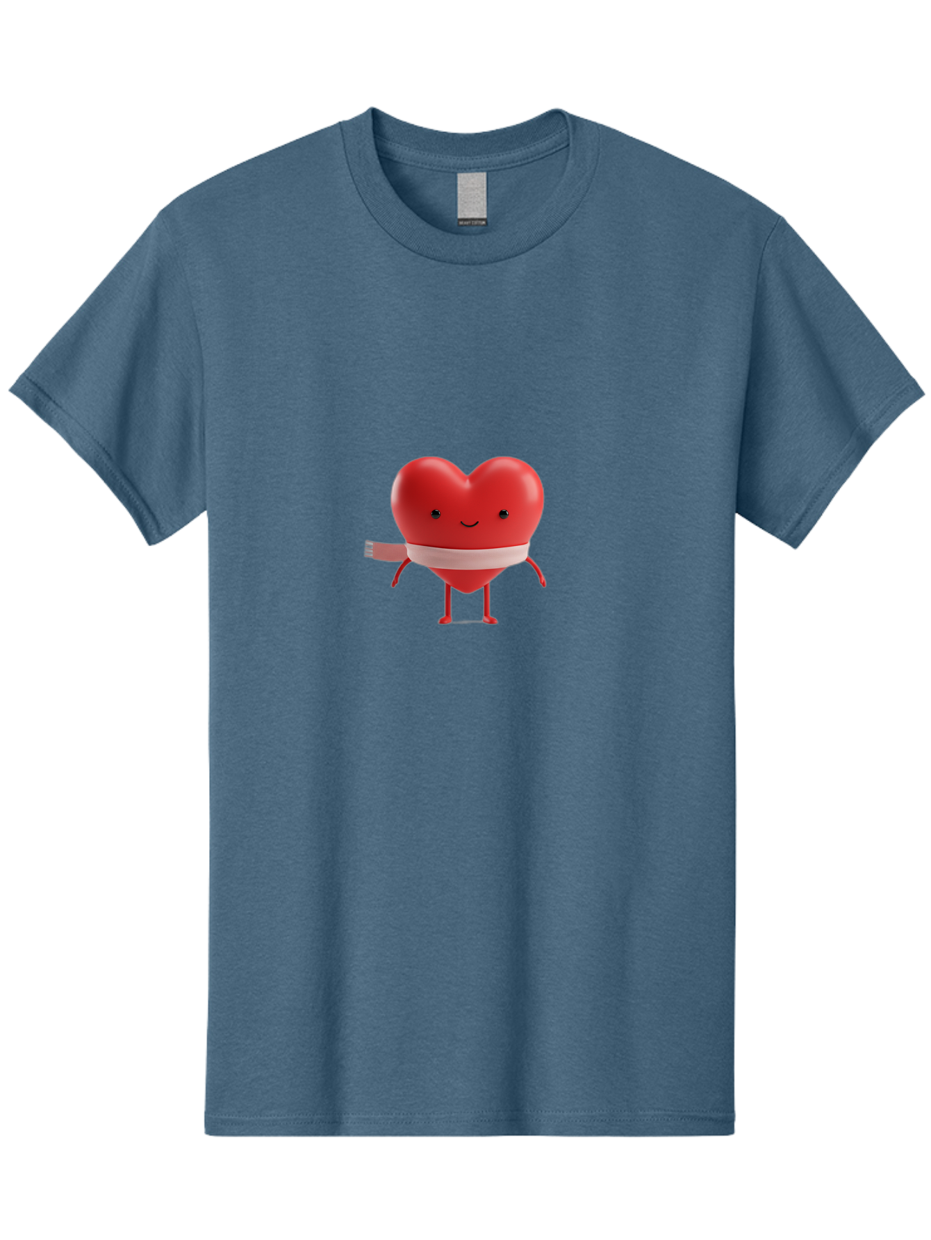 Heart-Character-1 Men'S Graphic Tee, 100% Cotton, Comfortable Casual Summer Wear, Machine Washable, Heart Character, Wounded Heart, Cartoon Heart, Bandaged Heart, Cute Heart, Love Symbol, Heart Health, Heartbreak, Valentine'S Day, Bae037 1
