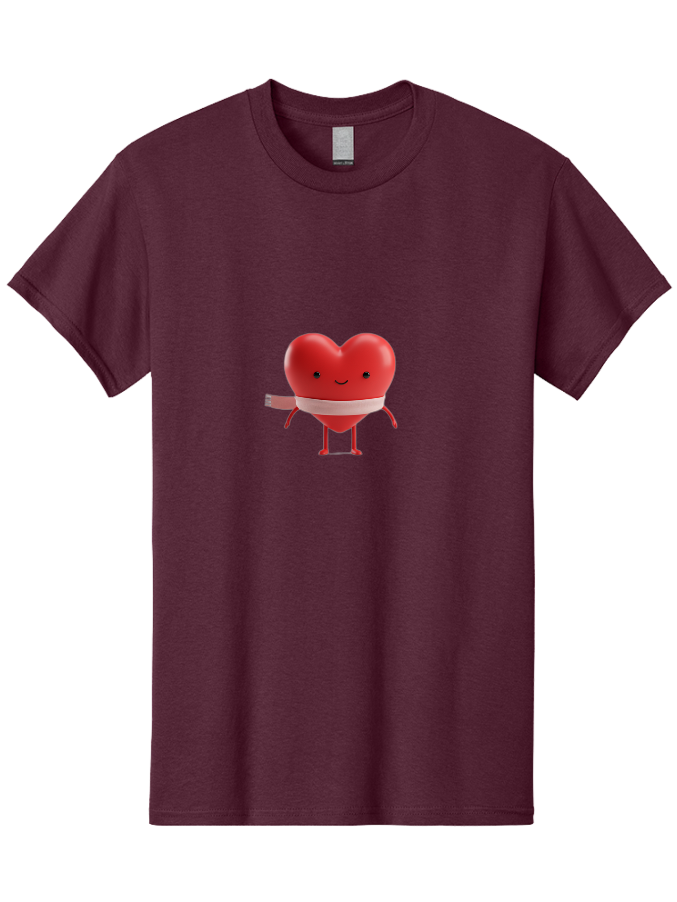 Heart-Character-1 Men'S Graphic Tee, 100% Cotton, Comfortable Casual Summer Wear, Machine Washable, Heart Character, Wounded Heart, Cartoon Heart, Bandaged Heart, Cute Heart, Love Symbol, Heart Health, Heartbreak, Valentine'S Day, Bae037 10