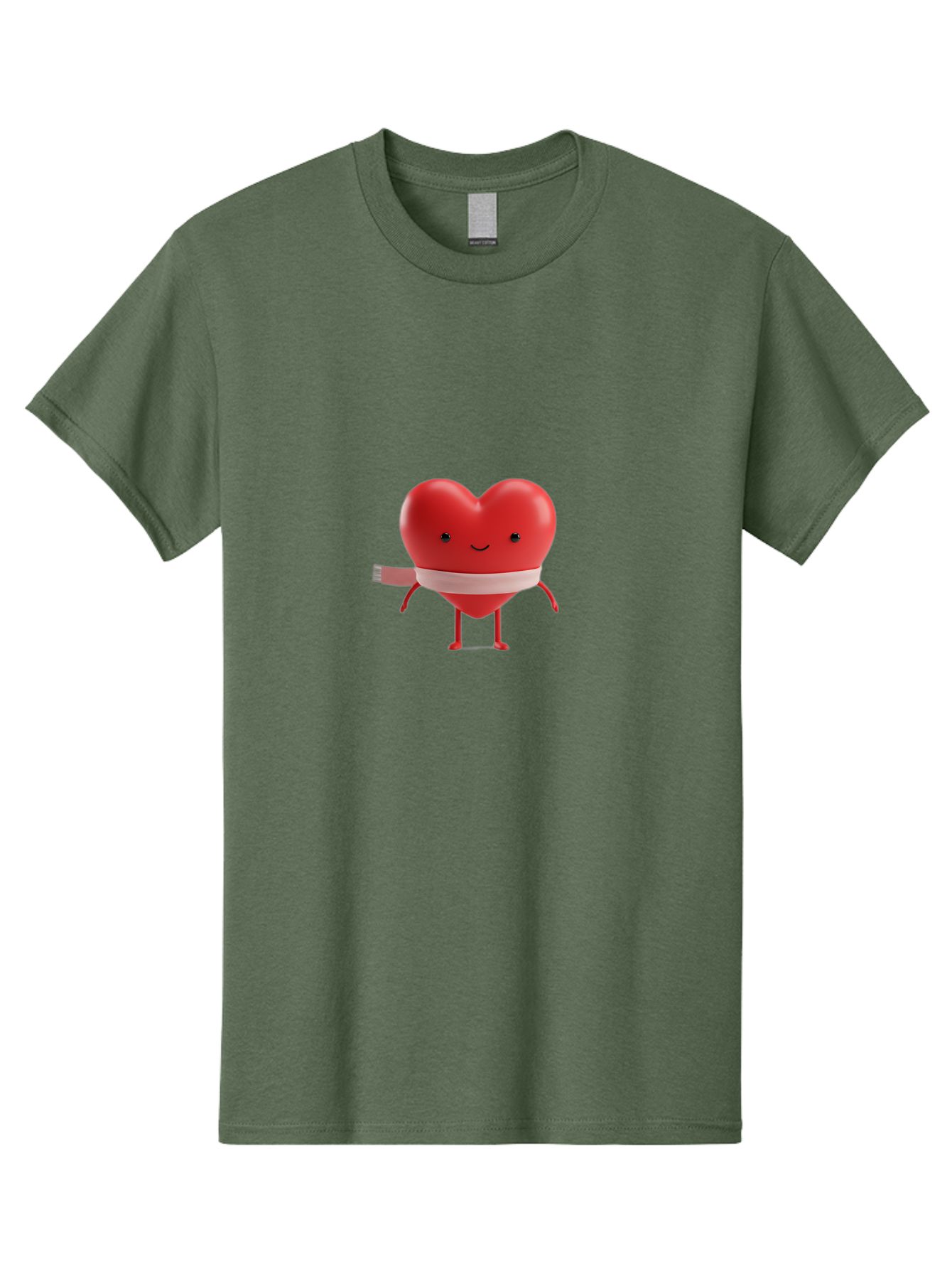 Heart-Character-1 Men'S Graphic Tee, 100% Cotton, Comfortable Casual Summer Wear, Machine Washable, Heart Character, Wounded Heart, Cartoon Heart, Bandaged Heart, Cute Heart, Love Symbol, Heart Health, Heartbreak, Valentine'S Day, Bae037 2