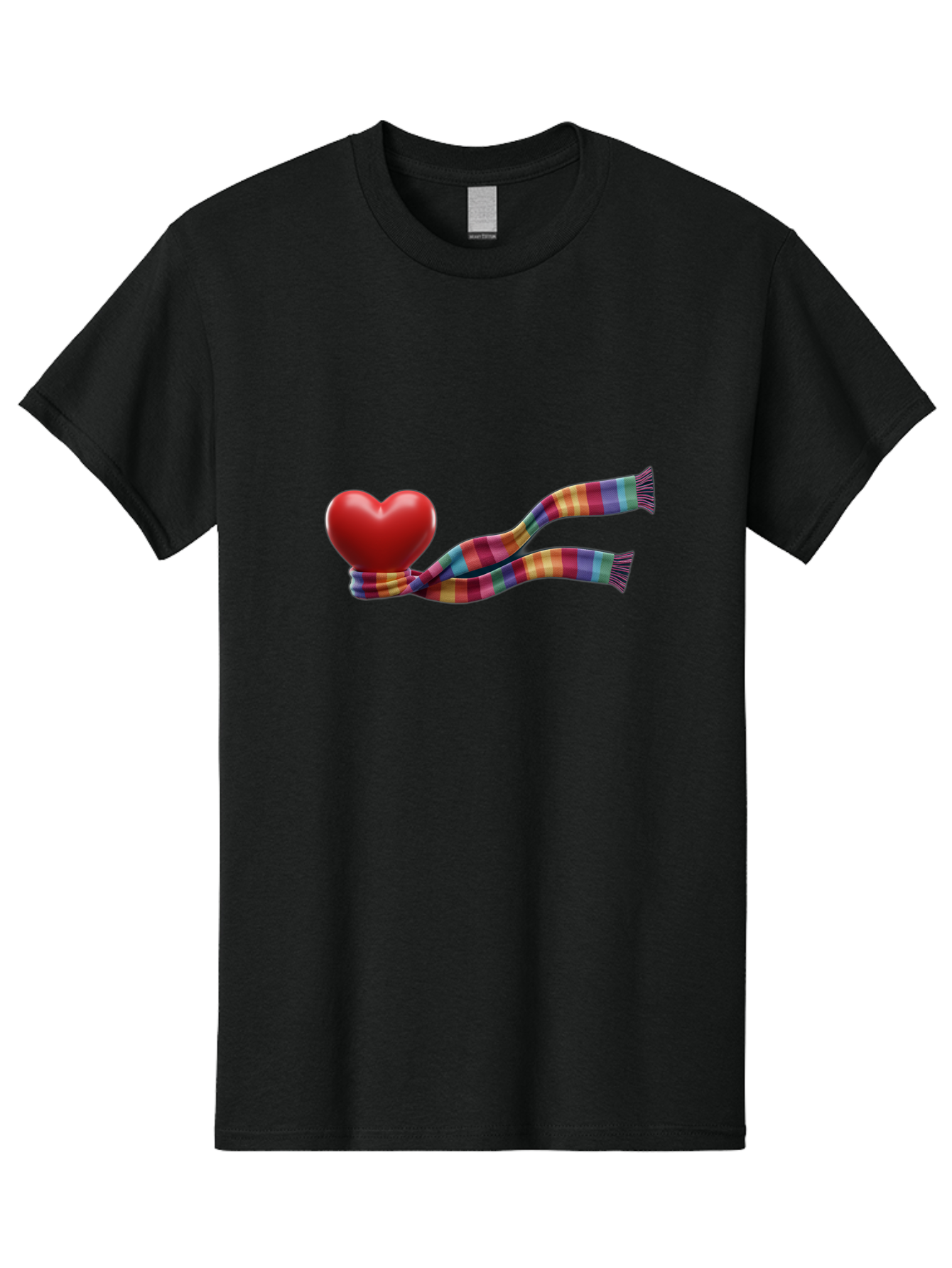Heart-With-Scarf-2 Men'S Graphic Tee, 100% Cotton, Comfortable Casual Summer Wear, Machine Washable, Red Heart Wrapped In A Scarf, Plaid Pattern, Vibrant Colors, Festive Atmosphere, Love Symbol, Winter Theme, Cozy Feeling Bae043 10
