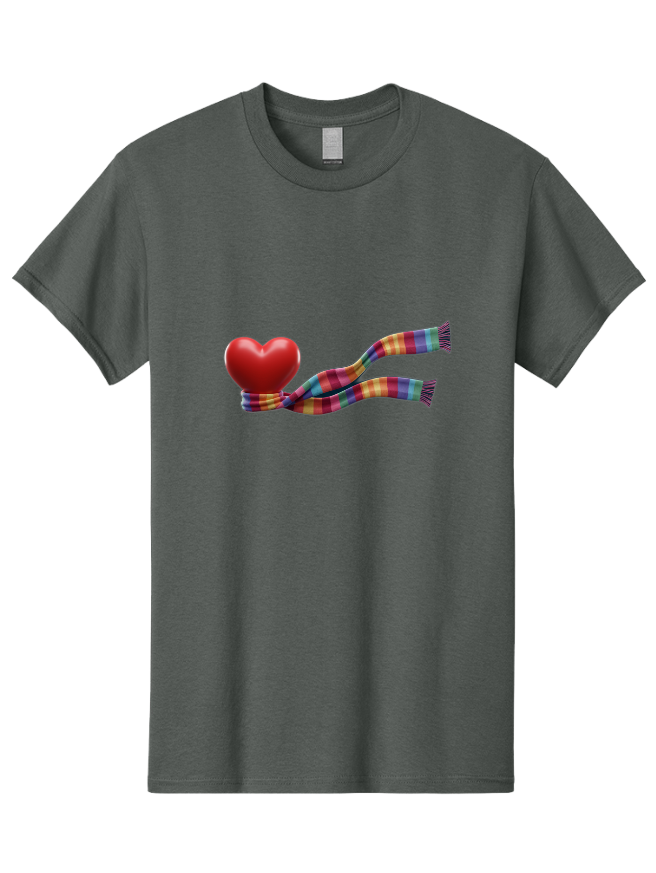 Heart-With-Scarf-2 Men'S Graphic Tee, 100% Cotton, Comfortable Casual Summer Wear, Machine Washable, Red Heart Wrapped In A Scarf, Plaid Pattern, Vibrant Colors, Festive Atmosphere, Love Symbol, Winter Theme, Cozy Feeling Bae043 9