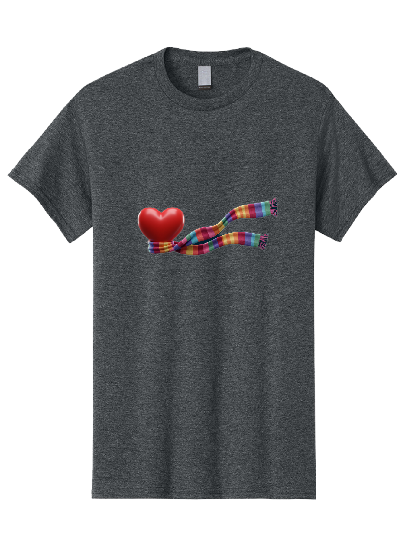Heart-With-Scarf-2 Men'S Graphic Tee, 100% Cotton, Comfortable Casual Summer Wear, Machine Washable, Red Heart Wrapped In A Scarf, Plaid Pattern, Vibrant Colors, Festive Atmosphere, Love Symbol, Winter Theme, Cozy Feeling Bae043 8