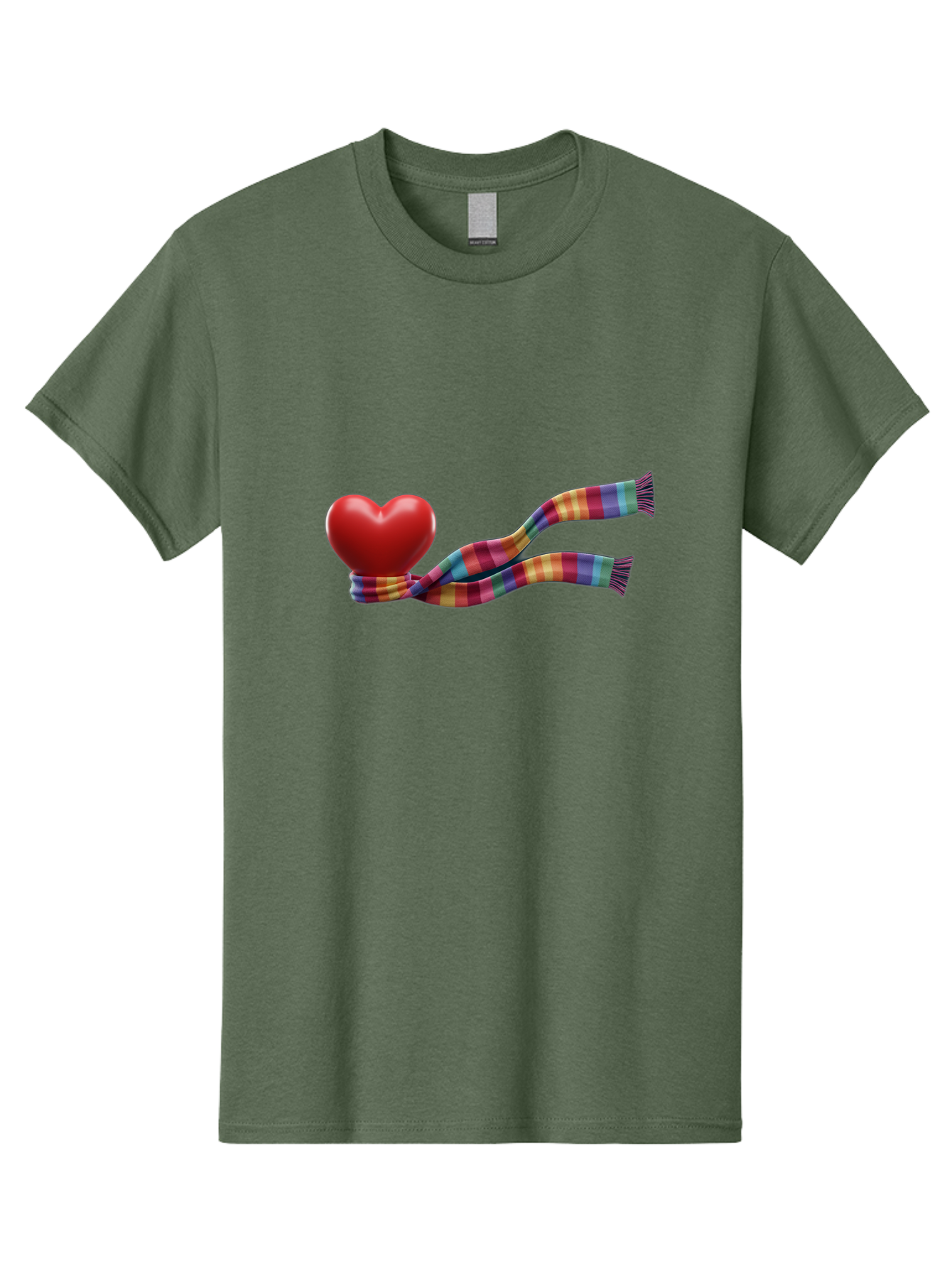 Heart-With-Scarf-2 Men'S Graphic Tee, 100% Cotton, Comfortable Casual Summer Wear, Machine Washable, Red Heart Wrapped In A Scarf, Plaid Pattern, Vibrant Colors, Festive Atmosphere, Love Symbol, Winter Theme, Cozy Feeling Bae043 3