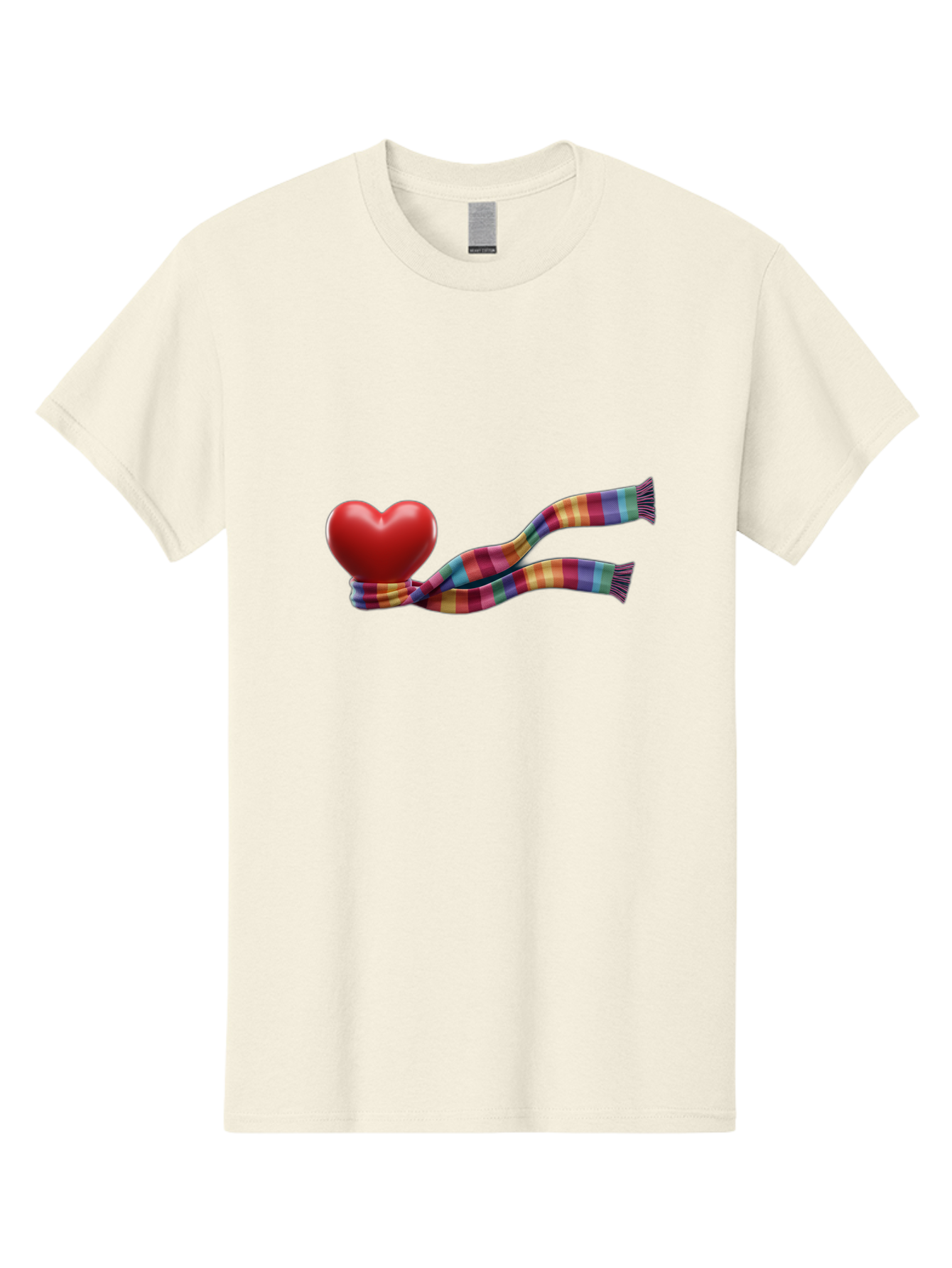 Heart-With-Scarf-2 Men'S Graphic Tee, 100% Cotton, Comfortable Casual Summer Wear, Machine Washable, Red Heart Wrapped In A Scarf, Plaid Pattern, Vibrant Colors, Festive Atmosphere, Love Symbol, Winter Theme, Cozy Feeling Bae043 5