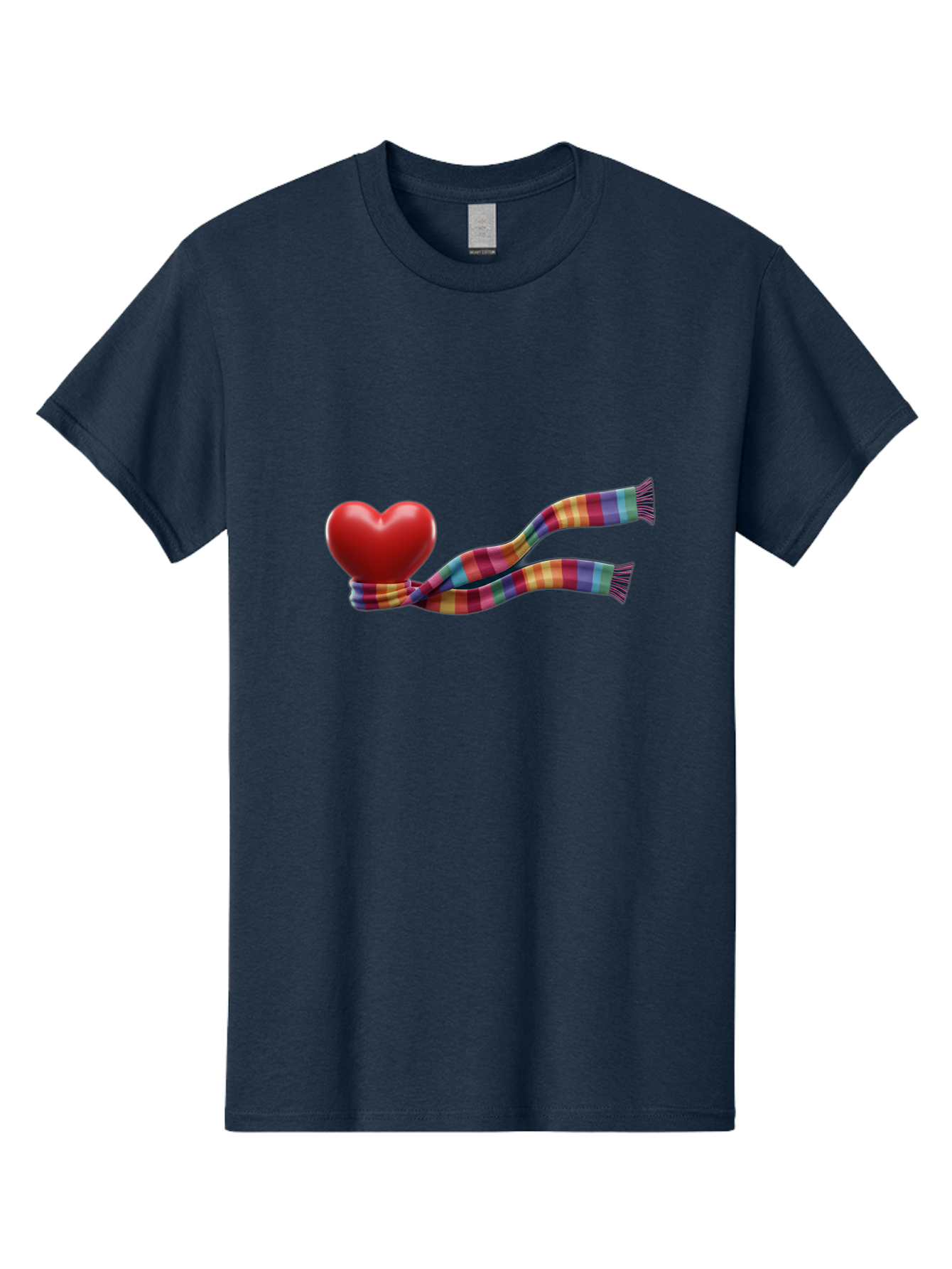 Heart-With-Scarf-2 Men'S Graphic Tee, 100% Cotton, Comfortable Casual Summer Wear, Machine Washable, Red Heart Wrapped In A Scarf, Plaid Pattern, Vibrant Colors, Festive Atmosphere, Love Symbol, Winter Theme, Cozy Feeling Bae043 2
