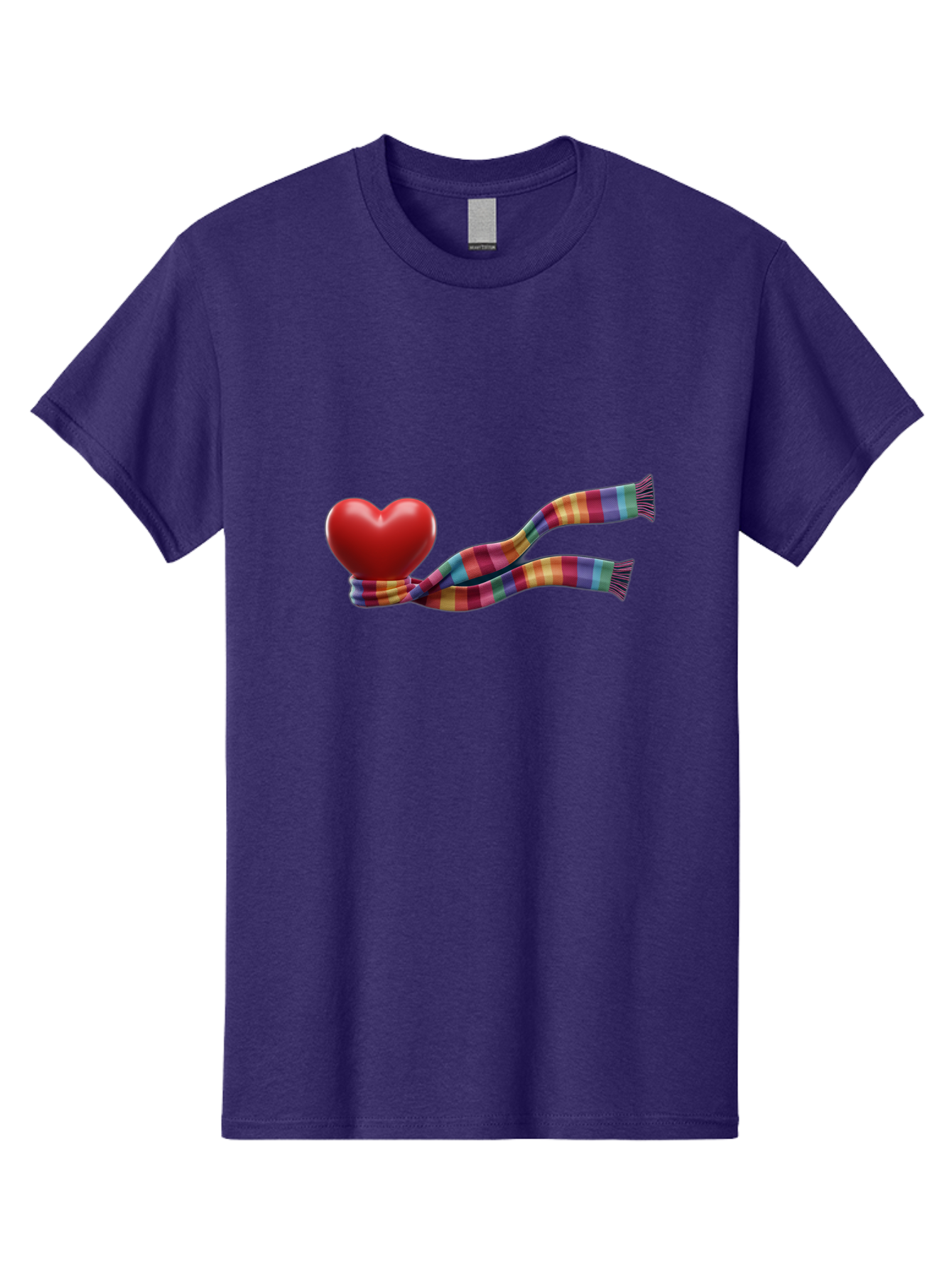 Heart-With-Scarf-2 Men'S Graphic Tee, 100% Cotton, Comfortable Casual Summer Wear, Machine Washable, Red Heart Wrapped In A Scarf, Plaid Pattern, Vibrant Colors, Festive Atmosphere, Love Symbol, Winter Theme, Cozy Feeling Bae043 12