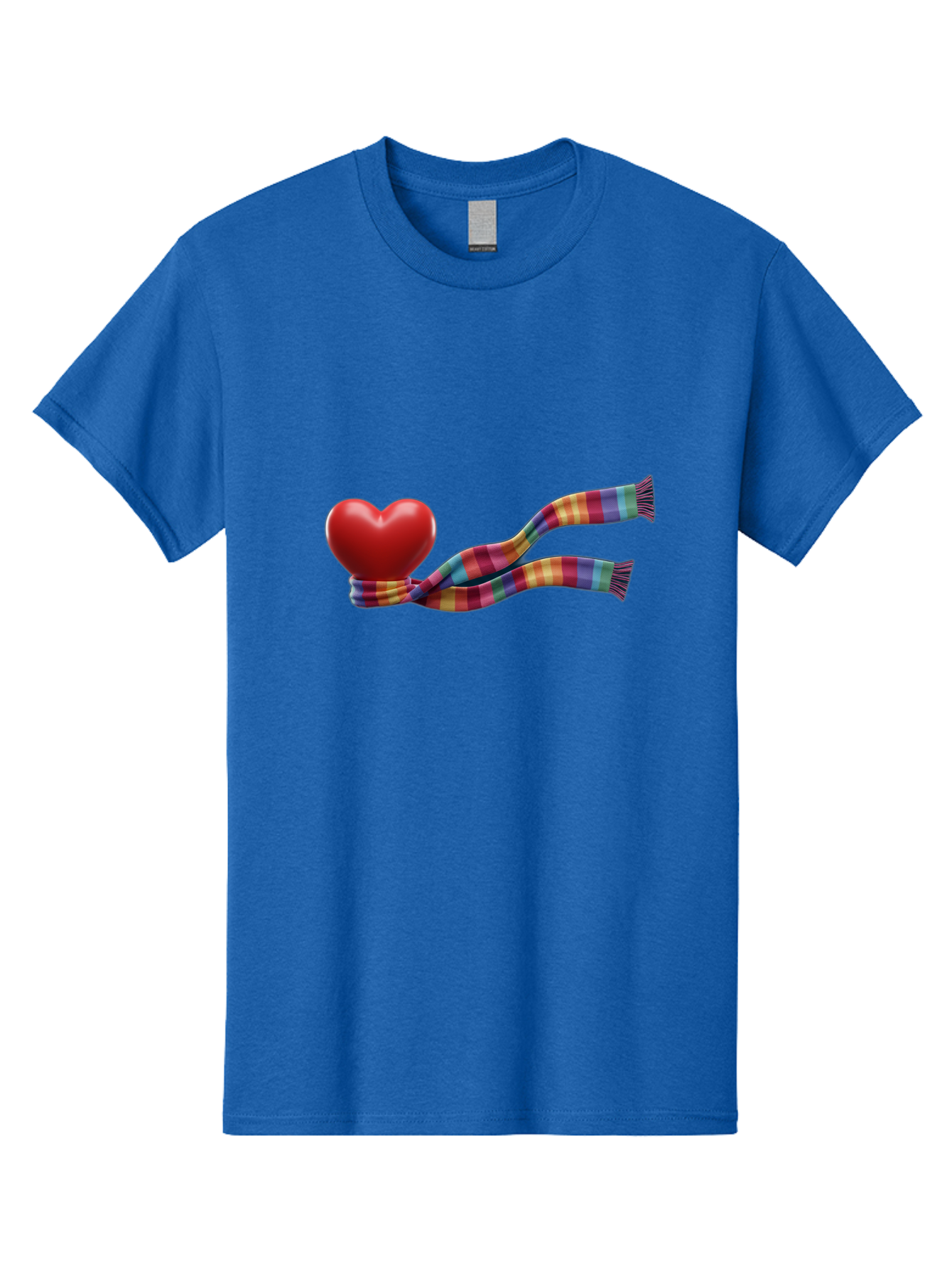 Heart-With-Scarf-2 Men'S Graphic Tee, 100% Cotton, Comfortable Casual Summer Wear, Machine Washable, Red Heart Wrapped In A Scarf, Plaid Pattern, Vibrant Colors, Festive Atmosphere, Love Symbol, Winter Theme, Cozy Feeling Bae043 14
