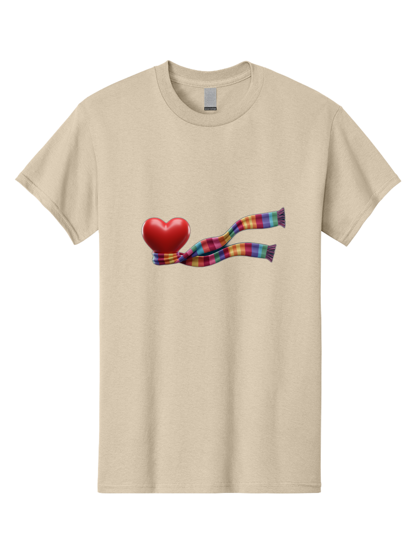 Heart-With-Scarf-2 Men'S Graphic Tee, 100% Cotton, Comfortable Casual Summer Wear, Machine Washable, Red Heart Wrapped In A Scarf, Plaid Pattern, Vibrant Colors, Festive Atmosphere, Love Symbol, Winter Theme, Cozy Feeling Bae043 13