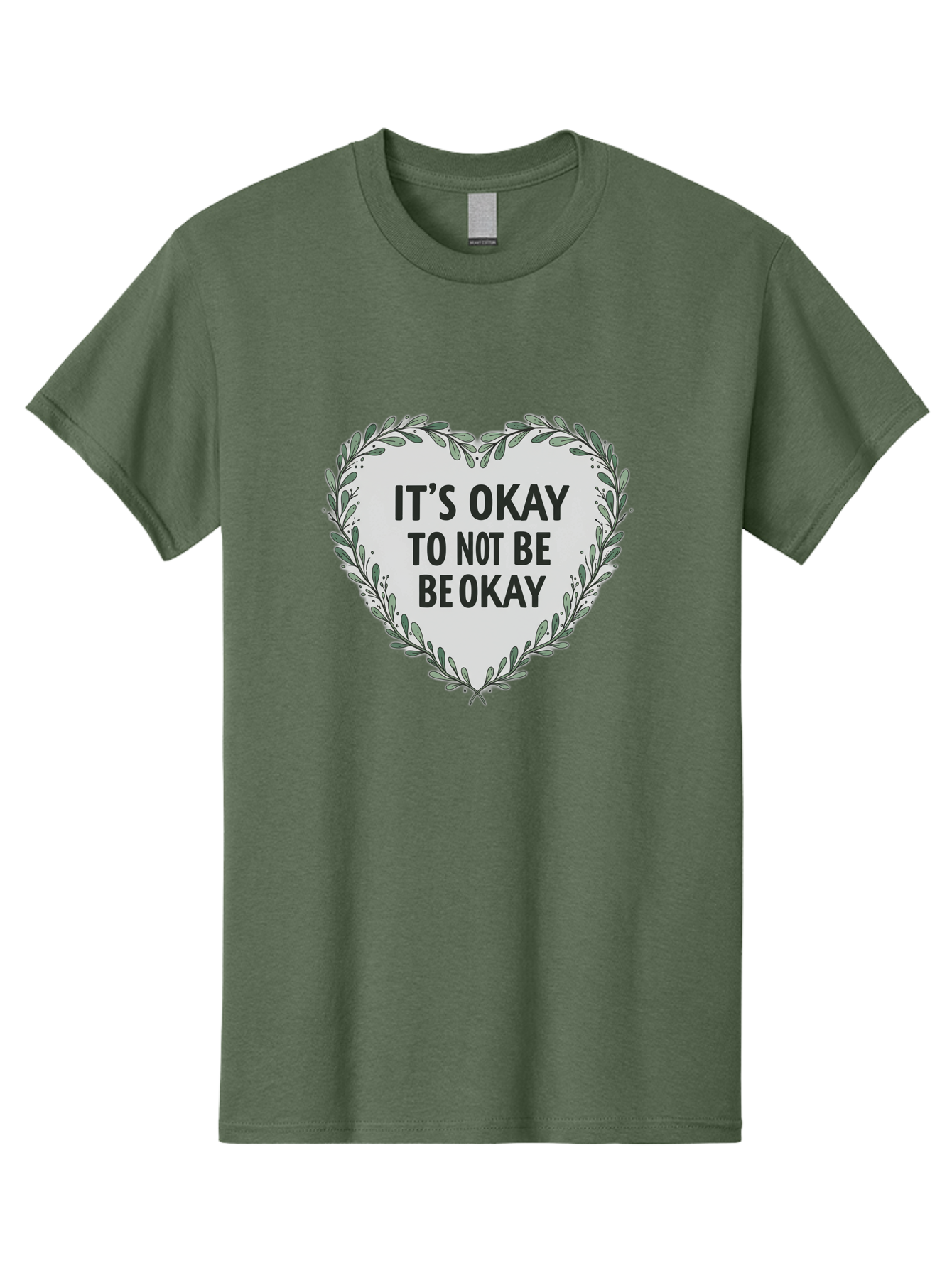 It-S-Okay-To-Not-Be-Okay-2 Men'S Graphic Tee, 100% Cotton, Comfortable Casual Summer Wear, Machine Washable, Mental Health Awareness, Inspirational Quotes, Heart Shape, Floral Wreath, Motivational Messages, Self Care, Emotional Support, Bae051 8