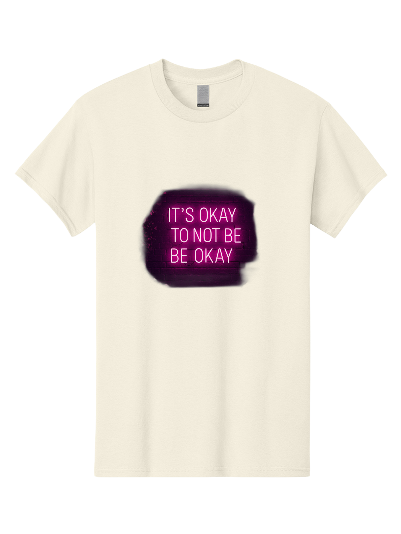 It-S-Okay-To-Not-Be-Okay-3 Men'S Graphic Tee, 100% Cotton, Comfortable Casual Summer Wear, Machine Washable, Mental Health Awareness, Self Care, Emotional Support, Neon Sign, Pink Text, Inspirational Quote, Motivational Message Bae052 7
