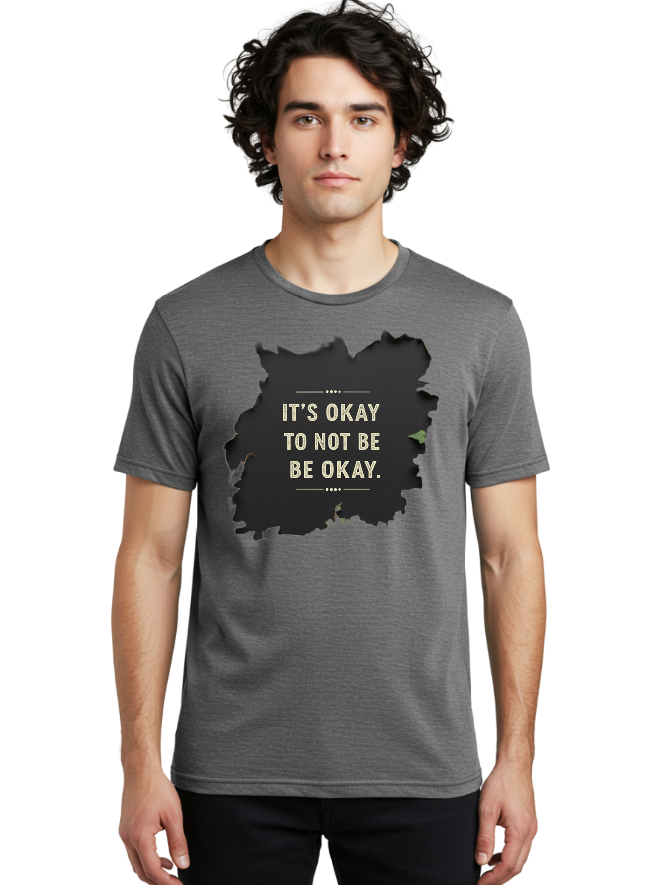 It-S-Okay-To-Not-Be-Okay-5 Men'S Graphic Tee, 100% Cotton, Comfortable Casual Summer Wear, Machine Washable, Mental Health Awareness, Inspirational Quote, Emotional Support, Self Care, Positive Affirmation, Motivational Message, Bae054 21
