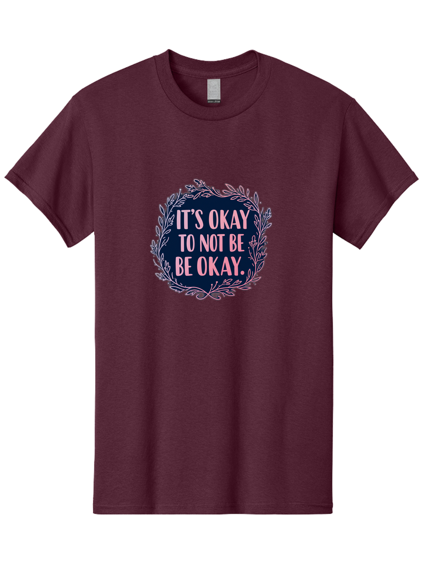 It-S-Okay-To-Not-Be-Okay Men'S Graphic Tee, 100% Cotton, Comfortable Casual Summer Wear, Machine Washable, Mental Health Awareness, Motivational Quote, Self Care, Positive Affirmation, Emotional Wellness, Inspirational Message, Pink Font, Bae055 14