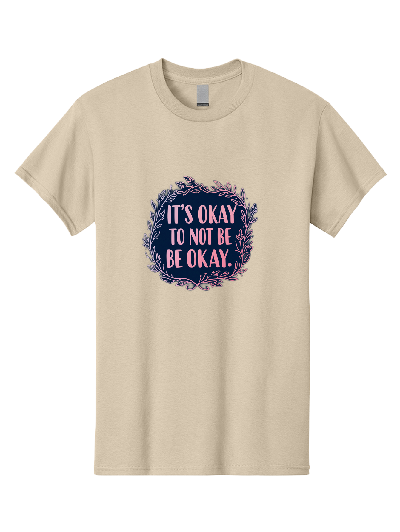 It-S-Okay-To-Not-Be-Okay Men'S Graphic Tee, 100% Cotton, Comfortable Casual Summer Wear, Machine Washable, Mental Health Awareness, Motivational Quote, Self Care, Positive Affirmation, Emotional Wellness, Inspirational Message, Pink Font, Bae055 5