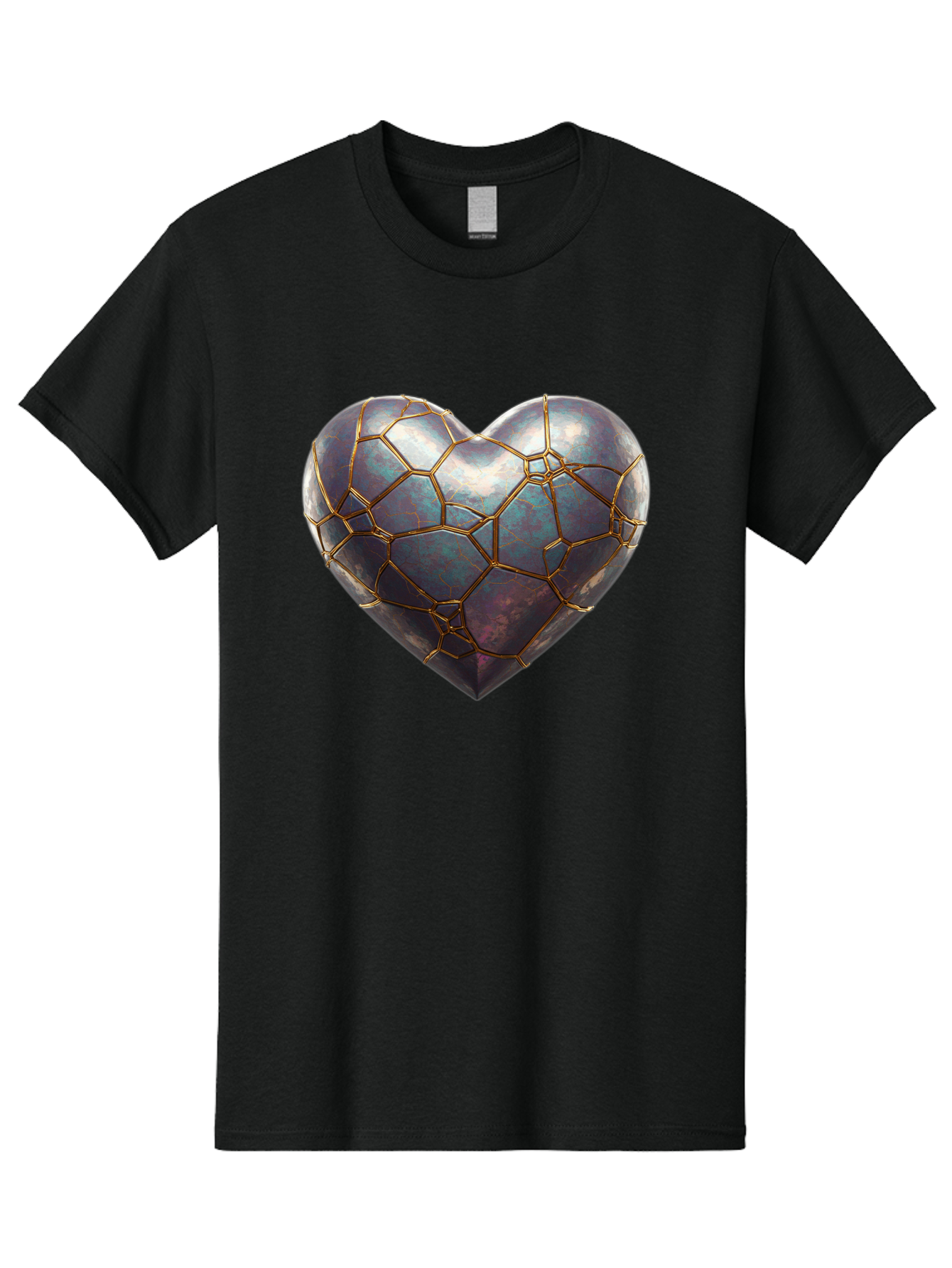 Kintsugi-Heart-3 Men'S Graphic Tee, 100% Cotton, Comfortable Casual Summer Wear, Machine Washable, Kintsugi Art, Broken Heart, Repaired Love, Metallic Heart, Golden Cracks, Fragile Beauty, Symbolic Art, Emotional Healing, Unique Design, Bae058 9