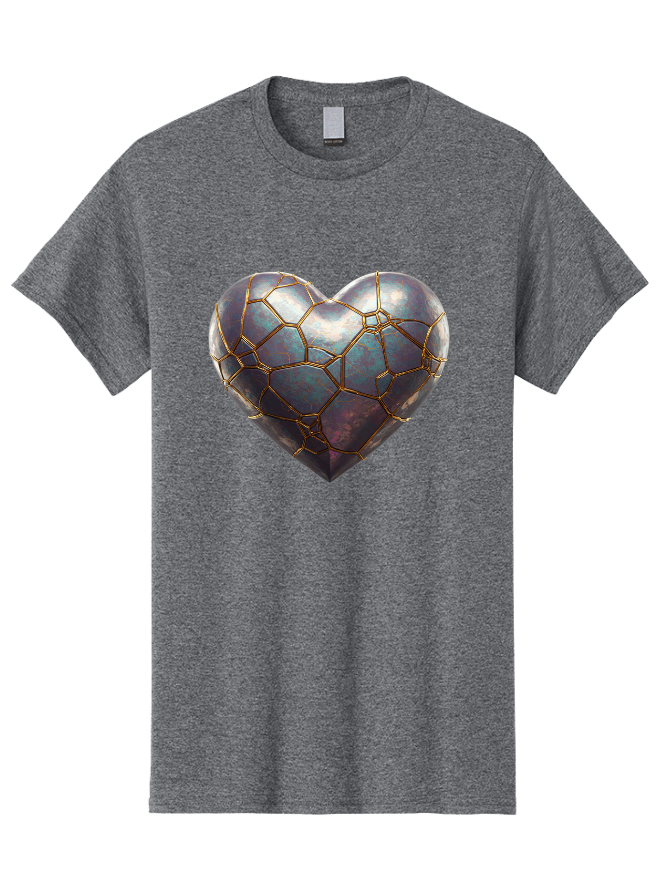 Kintsugi-Heart-3 Men'S Graphic Tee, 100% Cotton, Comfortable Casual Summer Wear, Machine Washable, Kintsugi Art, Broken Heart, Repaired Love, Metallic Heart, Golden Cracks, Fragile Beauty, Symbolic Art, Emotional Healing, Unique Design, Bae058 10