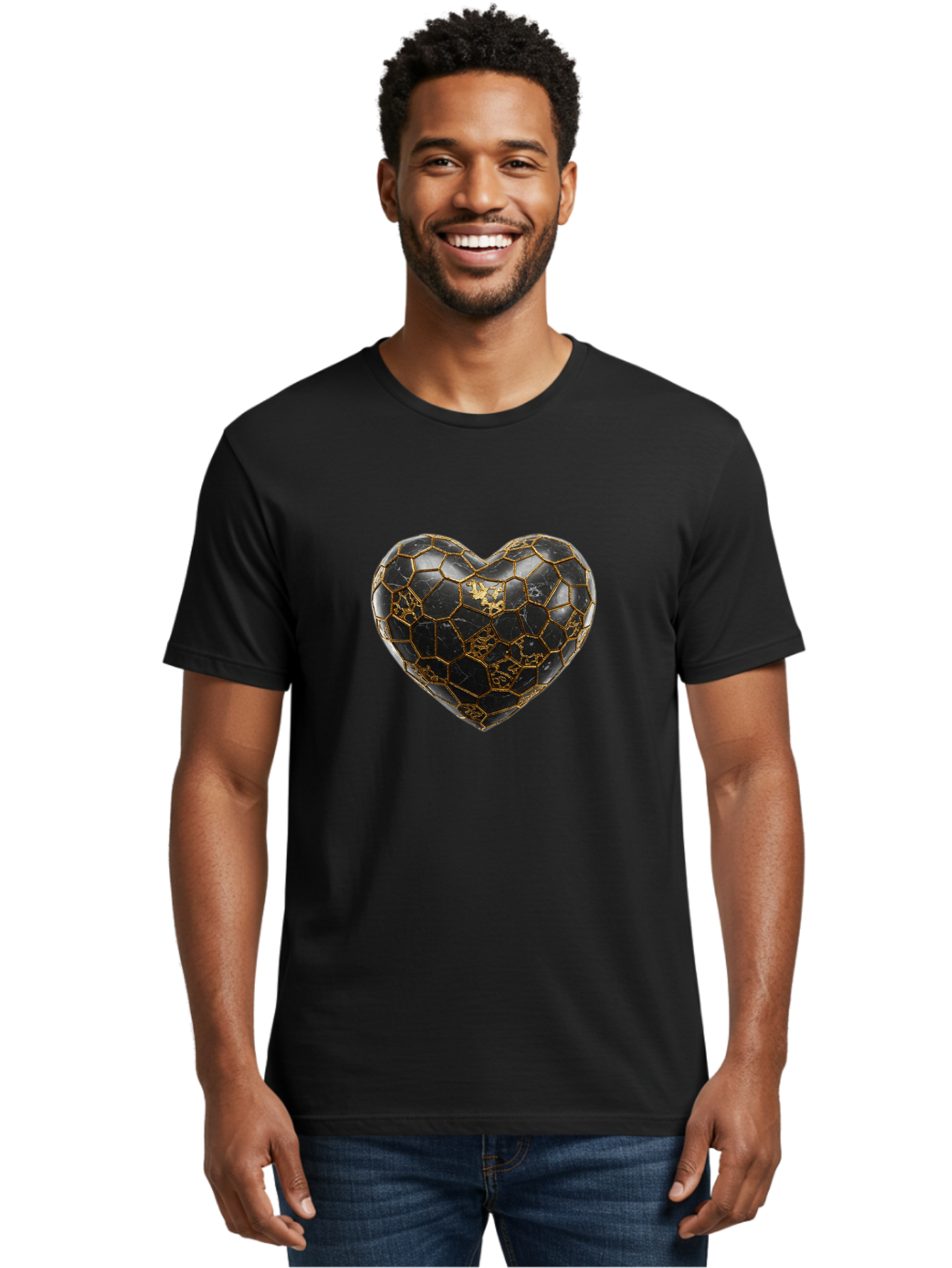 Kintsugi-Heart-4 Men'S Graphic Tee, 100% Cotton, Comfortable Casual Summer Wear, Machine Washable, Kintsugi Heart, Broken Heart, Golden Repair, Black Ceramic, Mended Love, Imperfect Beauty, Artisanal Craftsmanship, Unique Design, Bae059 29