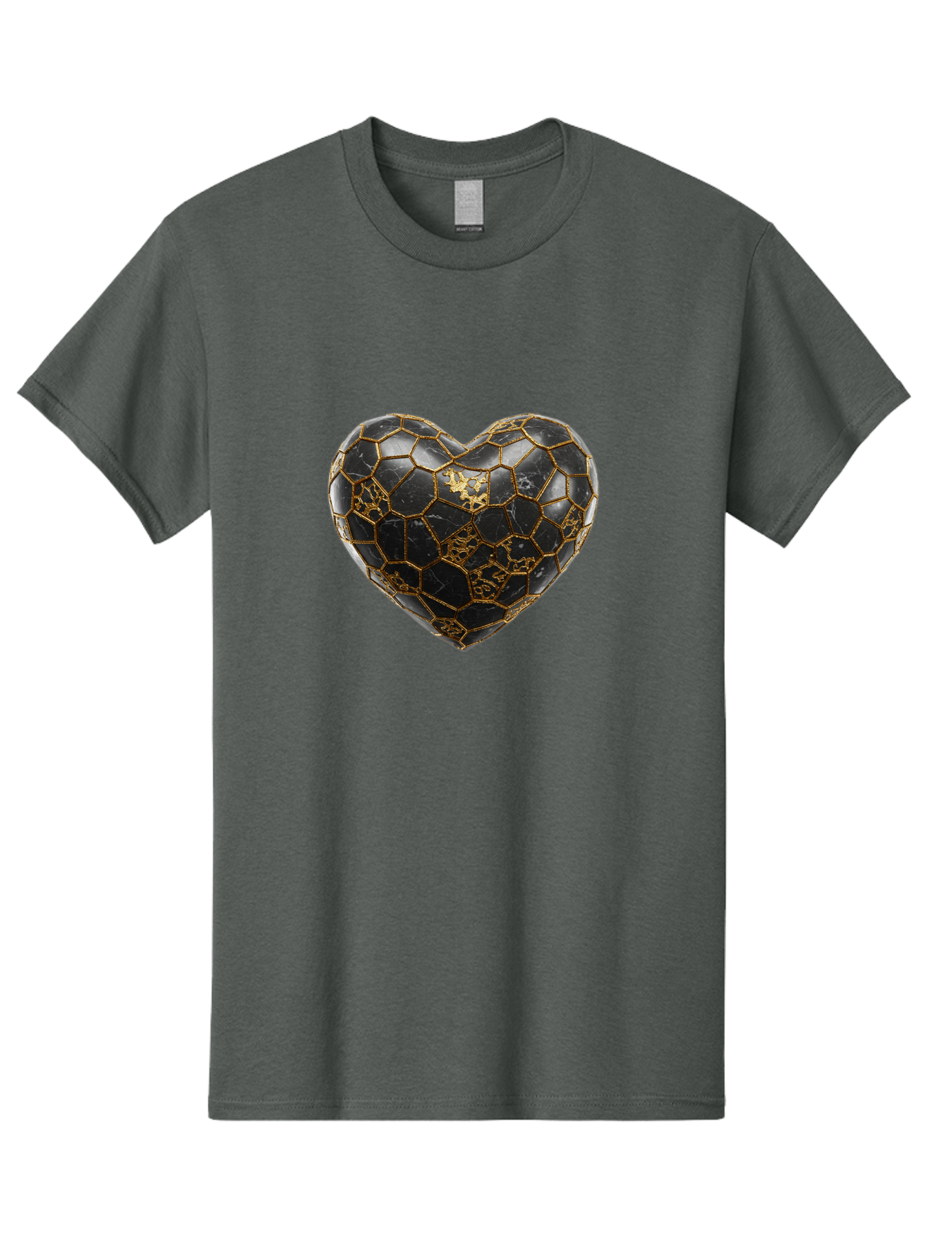 Kintsugi-Heart-4 Men'S Graphic Tee, 100% Cotton, Comfortable Casual Summer Wear, Machine Washable, Kintsugi Heart, Broken Heart, Golden Repair, Black Ceramic, Mended Love, Imperfect Beauty, Artisanal Craftsmanship, Unique Design, Bae059 3