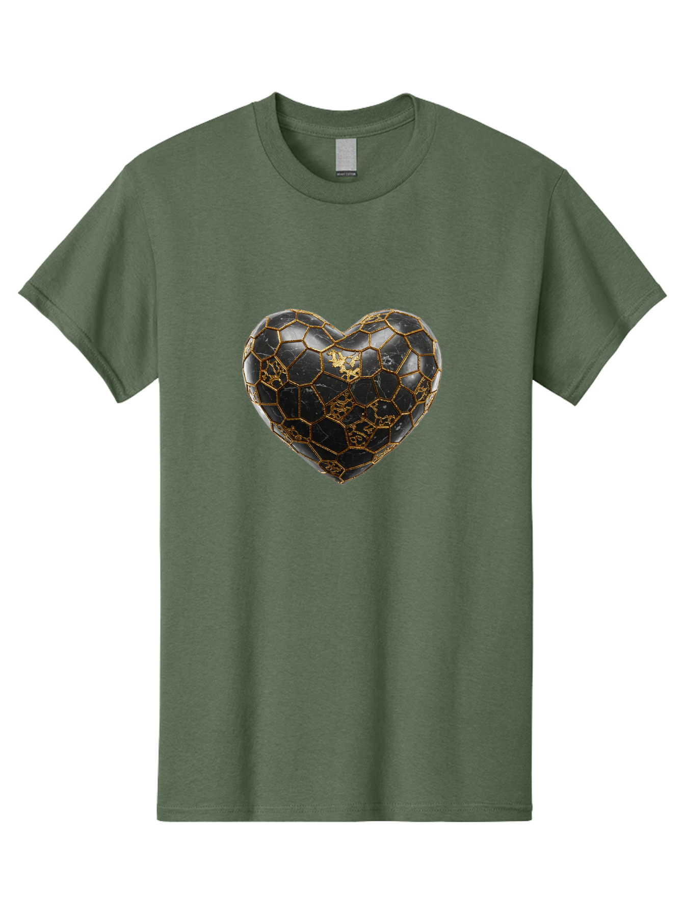 Kintsugi-Heart-4 Men'S Graphic Tee, 100% Cotton, Comfortable Casual Summer Wear, Machine Washable, Kintsugi Heart, Broken Heart, Golden Repair, Black Ceramic, Mended Love, Imperfect Beauty, Artisanal Craftsmanship, Unique Design, Bae059 1
