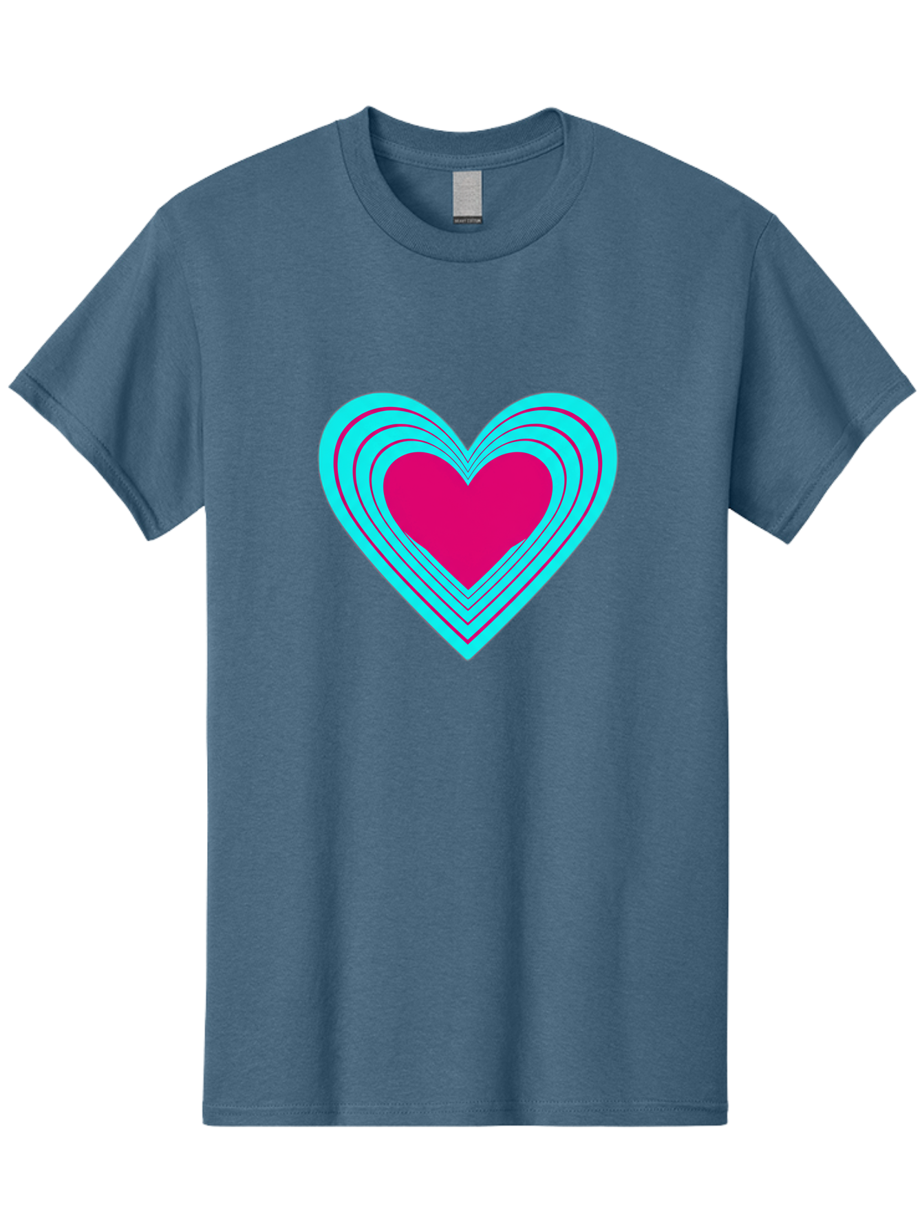 Layered-Heart Men'S Graphic Tee, 100% Cotton, Comfortable Casual Summer Wear, Machine Washable, Layered Heart, Pink And Blue Heart, Love Symbol, Valentine'S Day, Heart Shape, Digital Art, Graphic Design, Layered Effect Bae065 8