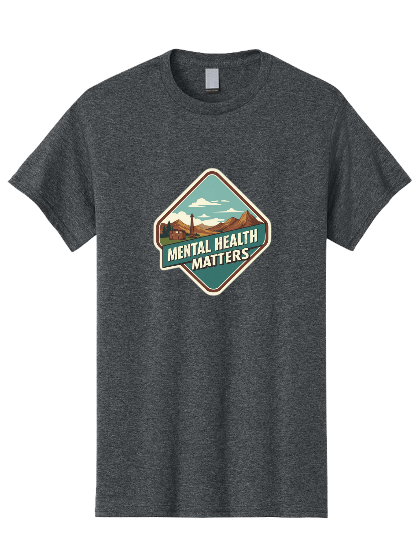 Mental-Health-Matters-5 Men'S Graphic Tee, 100% Cotton, Comfortable Casual Summer Wear, Machine Washable, Mental Health Awareness, Rural Landscape, Mountains, Cloudy Sky, Lighthouse, Mental Health Matters, Self-Care, Wellness, Mindfulness, Bae070 13