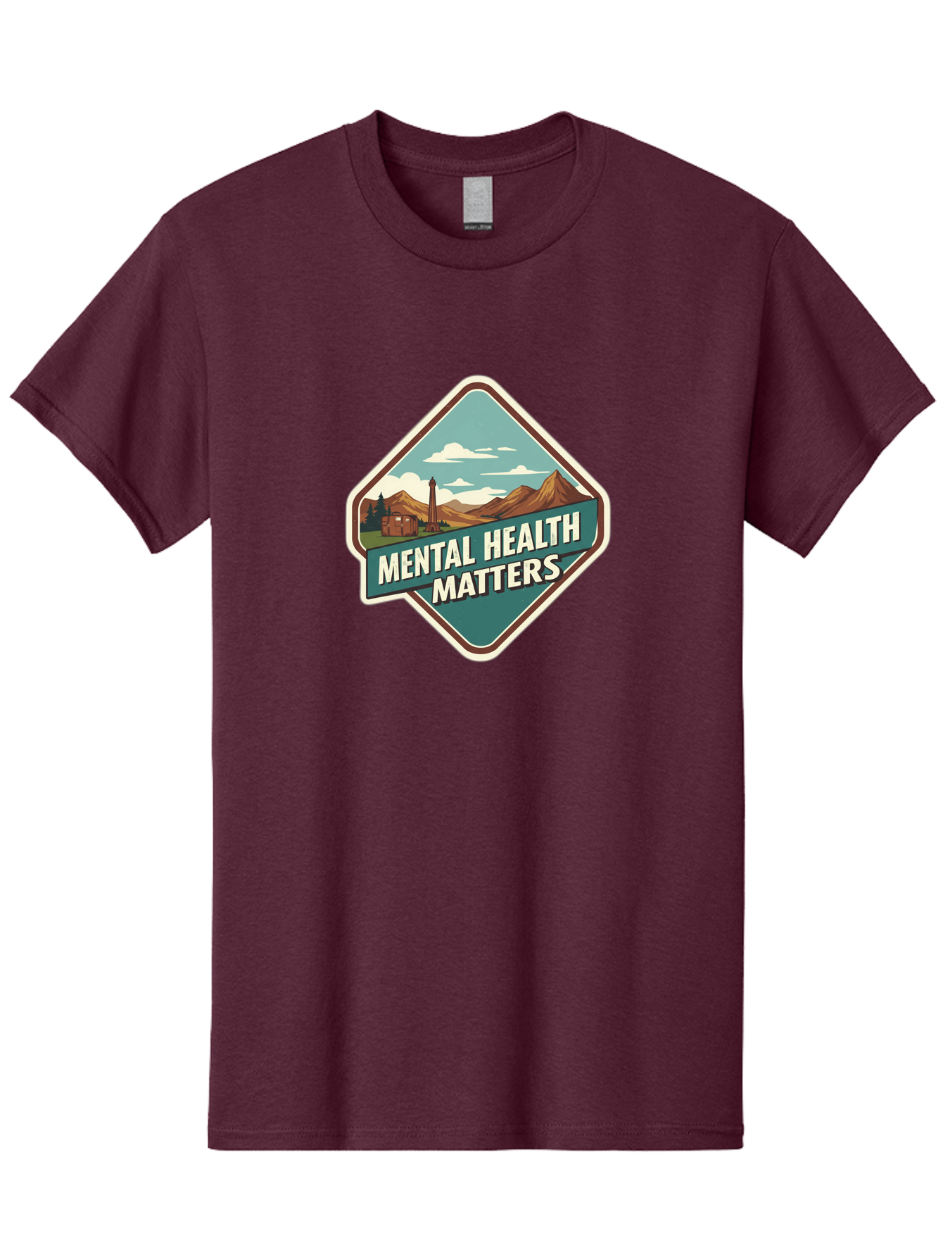 Mental-Health-Matters-5 Men'S Graphic Tee, 100% Cotton, Comfortable Casual Summer Wear, Machine Washable, Mental Health Awareness, Rural Landscape, Mountains, Cloudy Sky, Lighthouse, Mental Health Matters, Self-Care, Wellness, Mindfulness, Bae070 4