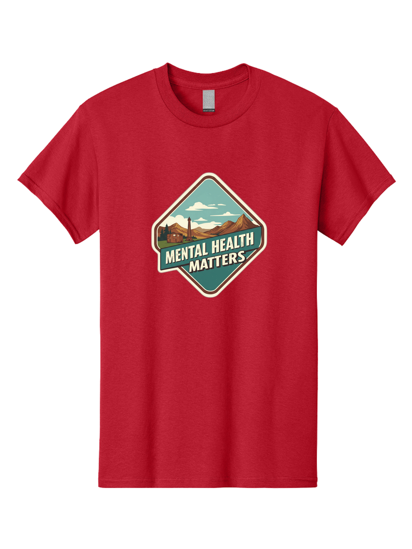Mental-Health-Matters-5 Men'S Graphic Tee, 100% Cotton, Comfortable Casual Summer Wear, Machine Washable, Mental Health Awareness, Rural Landscape, Mountains, Cloudy Sky, Lighthouse, Mental Health Matters, Self-Care, Wellness, Mindfulness, Bae070 8