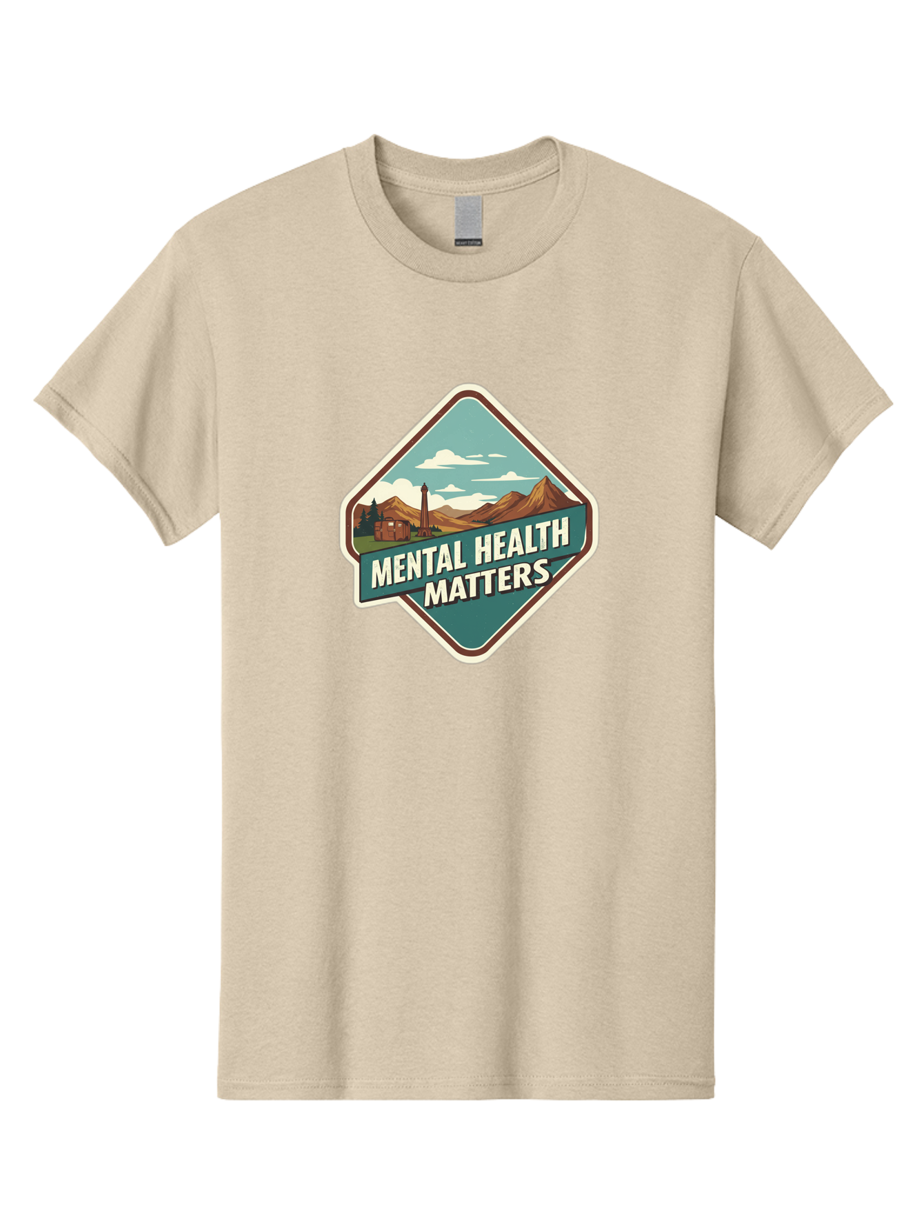 Mental-Health-Matters-5 Men'S Graphic Tee, 100% Cotton, Comfortable Casual Summer Wear, Machine Washable, Mental Health Awareness, Rural Landscape, Mountains, Cloudy Sky, Lighthouse, Mental Health Matters, Self-Care, Wellness, Mindfulness, Bae070 6