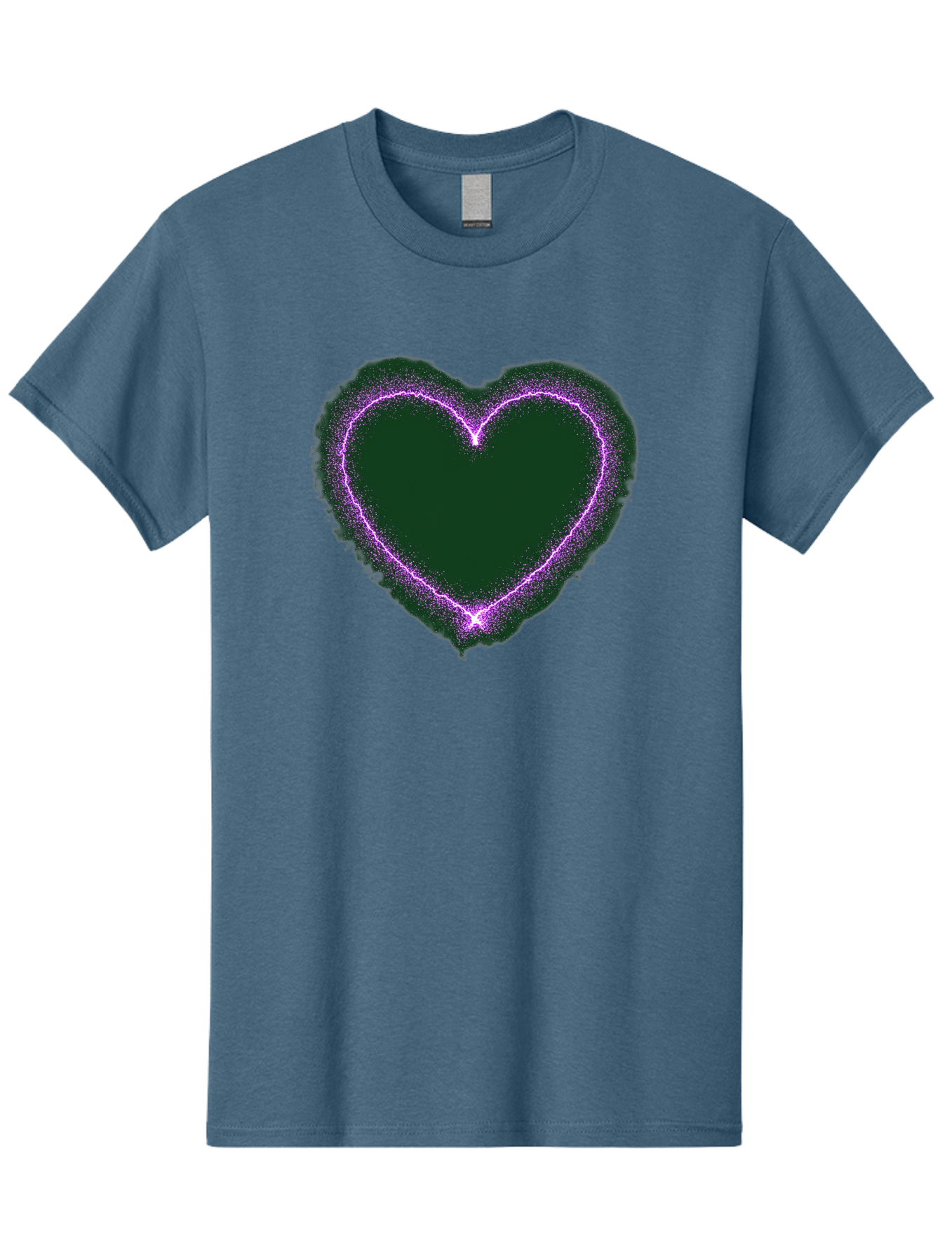 Purple-Heart-1 Men'S Graphic Tee, 100% Cotton, Comfortable Casual Summer Wear, Machine Washable, Purple Heart Shape, Neon Light, Glowing Heart, Love Symbol, Romantic Gesture, Vibrant Purple, Heart Outline, Sparkles, Festive Design, Bae074 9
