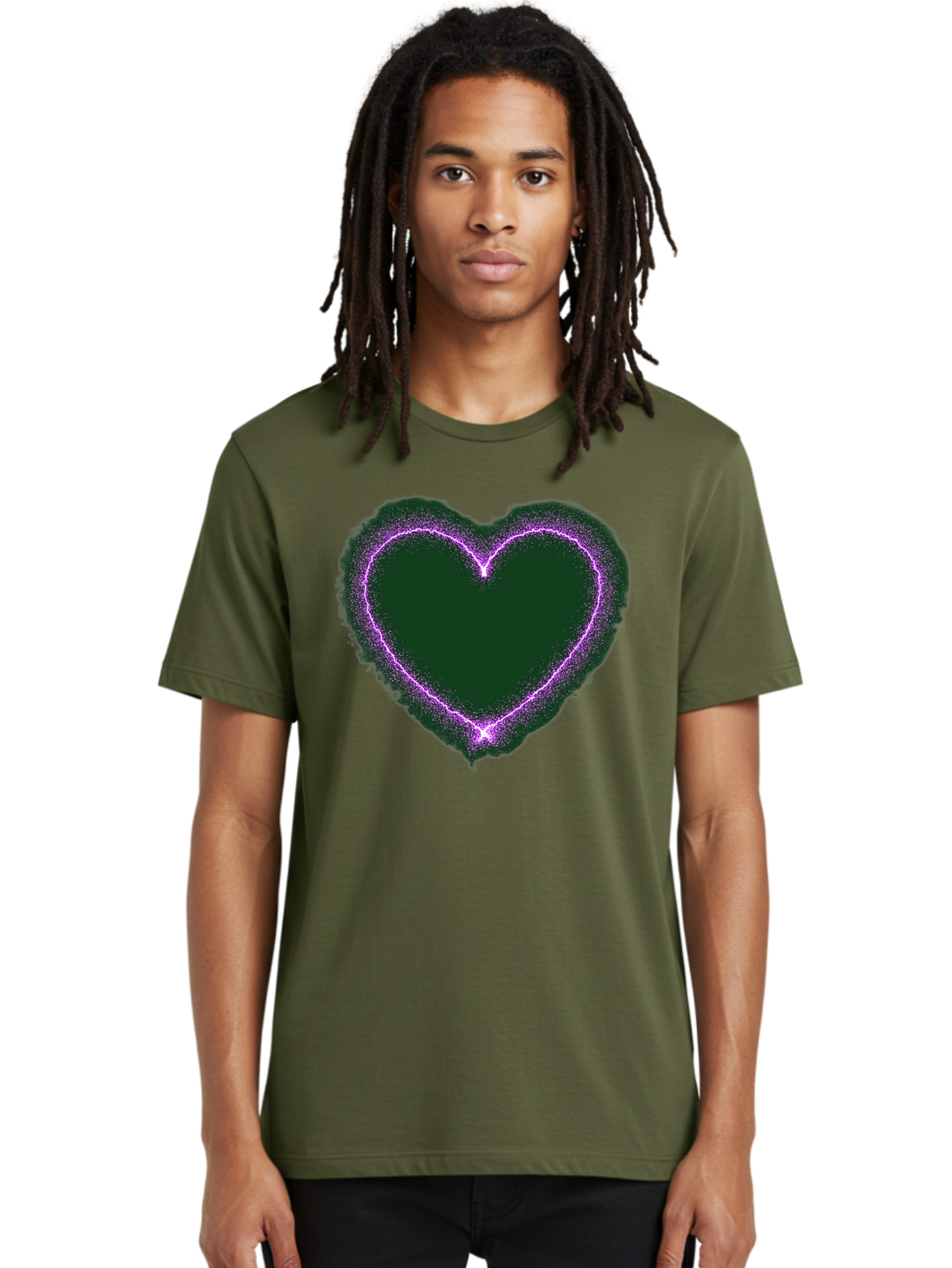 Purple-Heart-1 Men'S Graphic Tee, 100% Cotton, Comfortable Casual Summer Wear, Machine Washable, Purple Heart Shape, Neon Light, Glowing Heart, Love Symbol, Romantic Gesture, Vibrant Purple, Heart Outline, Sparkles, Festive Design, Bae074 18