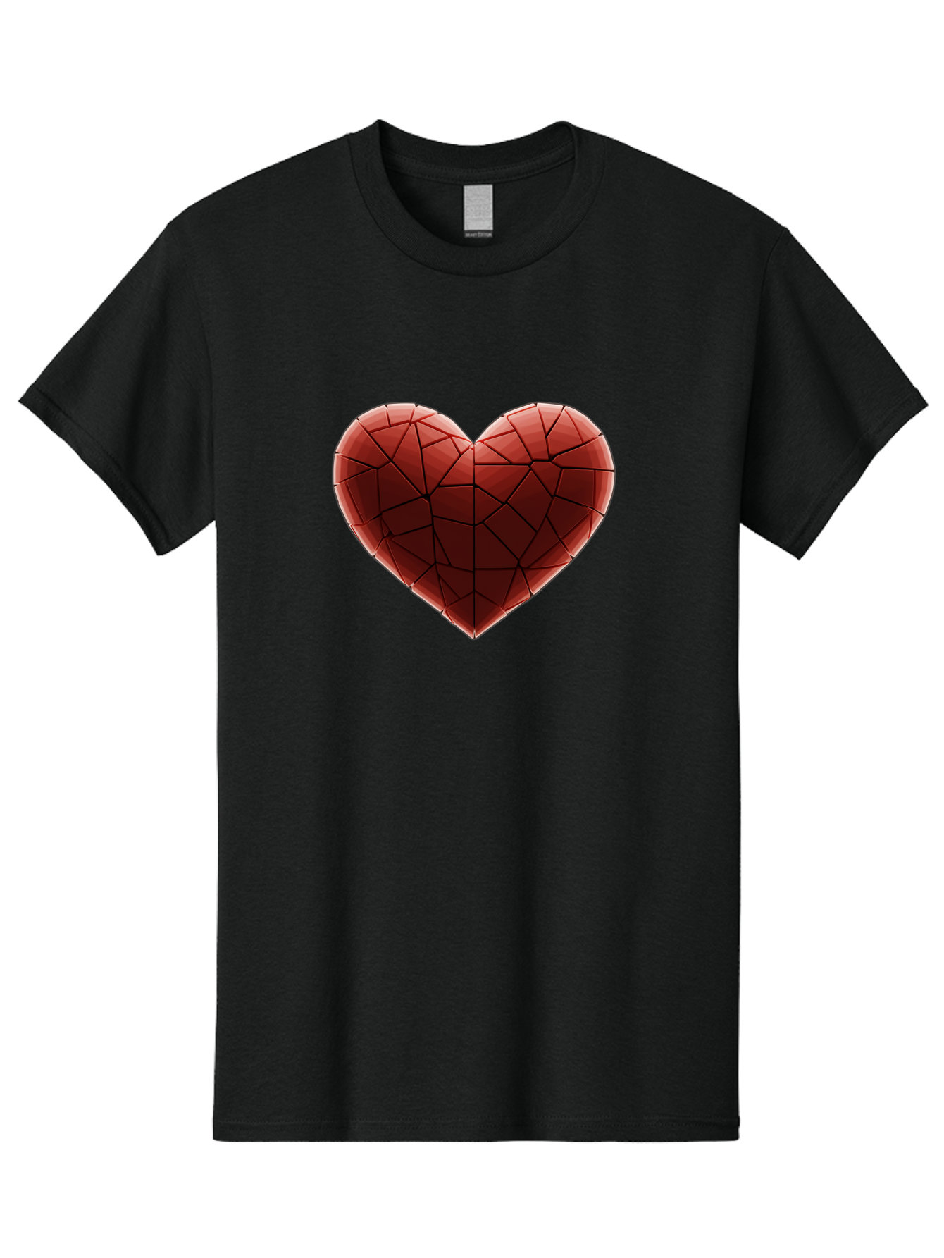 Red-Faceted-Heart Men'S Graphic Tee, 100% Cotton, Comfortable Casual Summer Wear, Machine Washable, Low Poly Heart, Geometric Heart, Red Heart, Love Symbol, Abstract Art, 3D Model, Modern Design, Polygonal Shape, Heart Shape Bae076 15