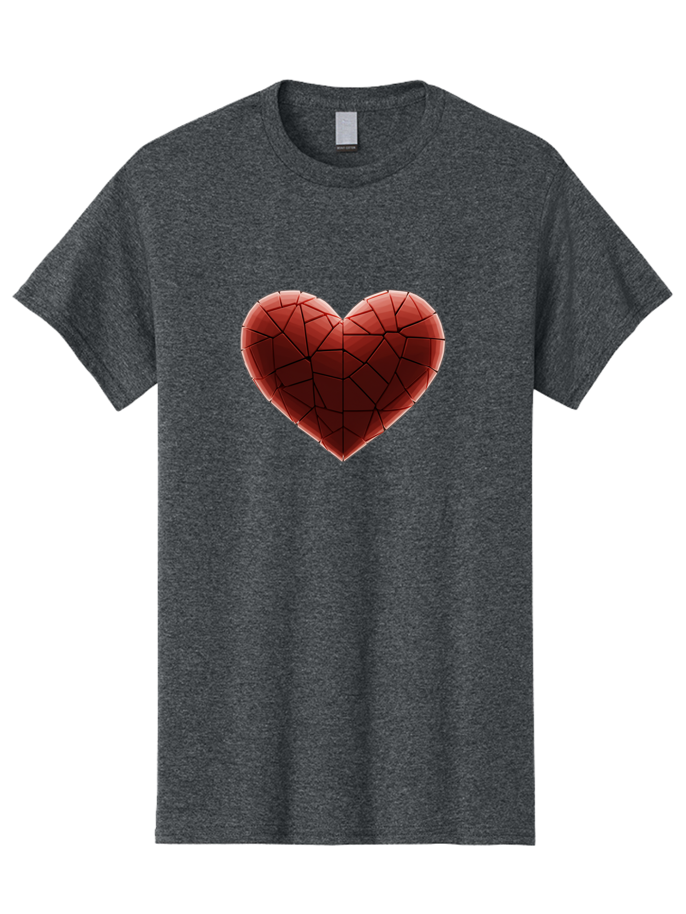 Red-Faceted-Heart Men'S Graphic Tee, 100% Cotton, Comfortable Casual Summer Wear, Machine Washable, Low Poly Heart, Geometric Heart, Red Heart, Love Symbol, Abstract Art, 3D Model, Modern Design, Polygonal Shape, Heart Shape Bae076 1