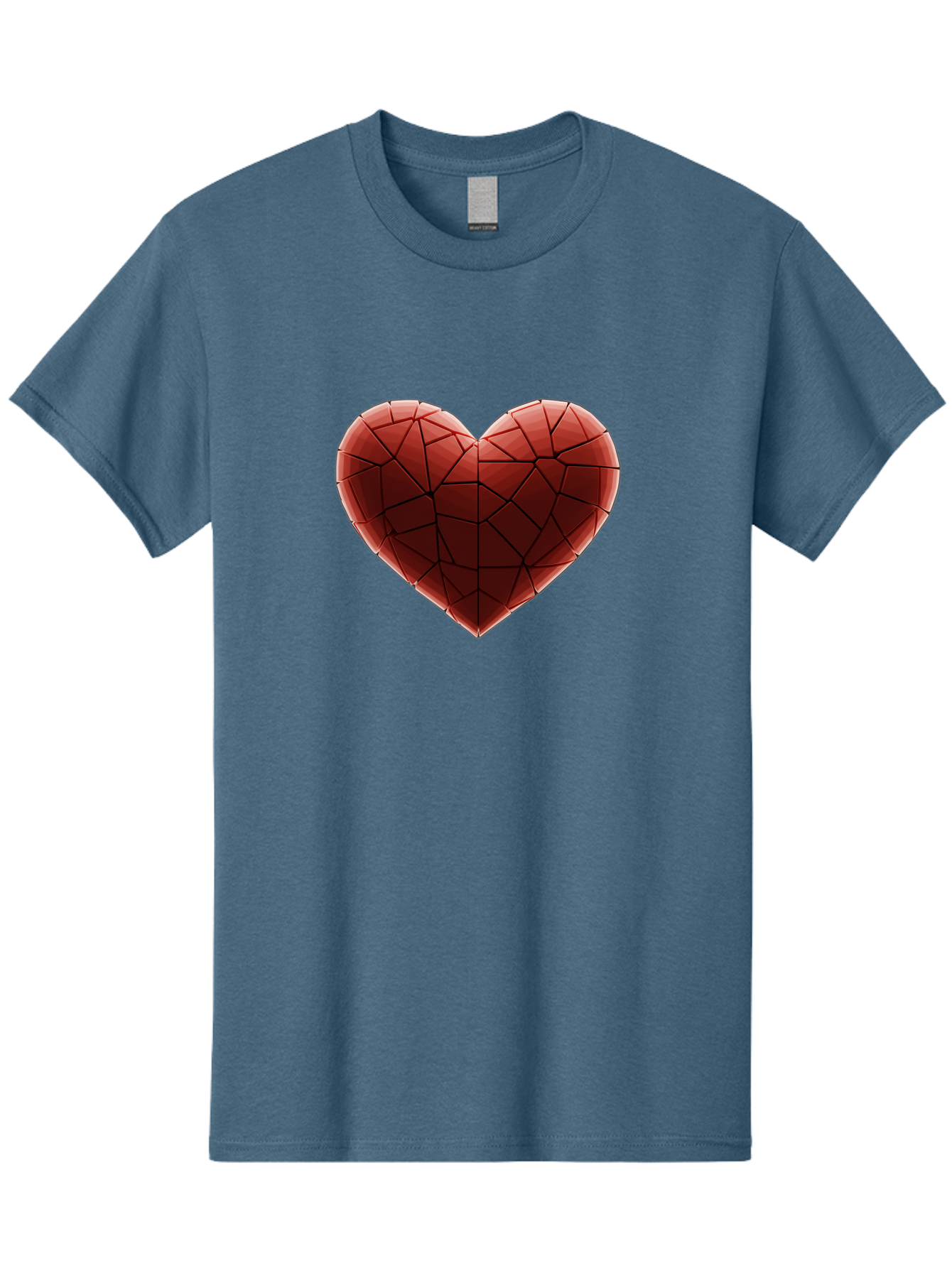 Red-Faceted-Heart Men'S Graphic Tee, 100% Cotton, Comfortable Casual Summer Wear, Machine Washable, Low Poly Heart, Geometric Heart, Red Heart, Love Symbol, Abstract Art, 3D Model, Modern Design, Polygonal Shape, Heart Shape Bae076 5