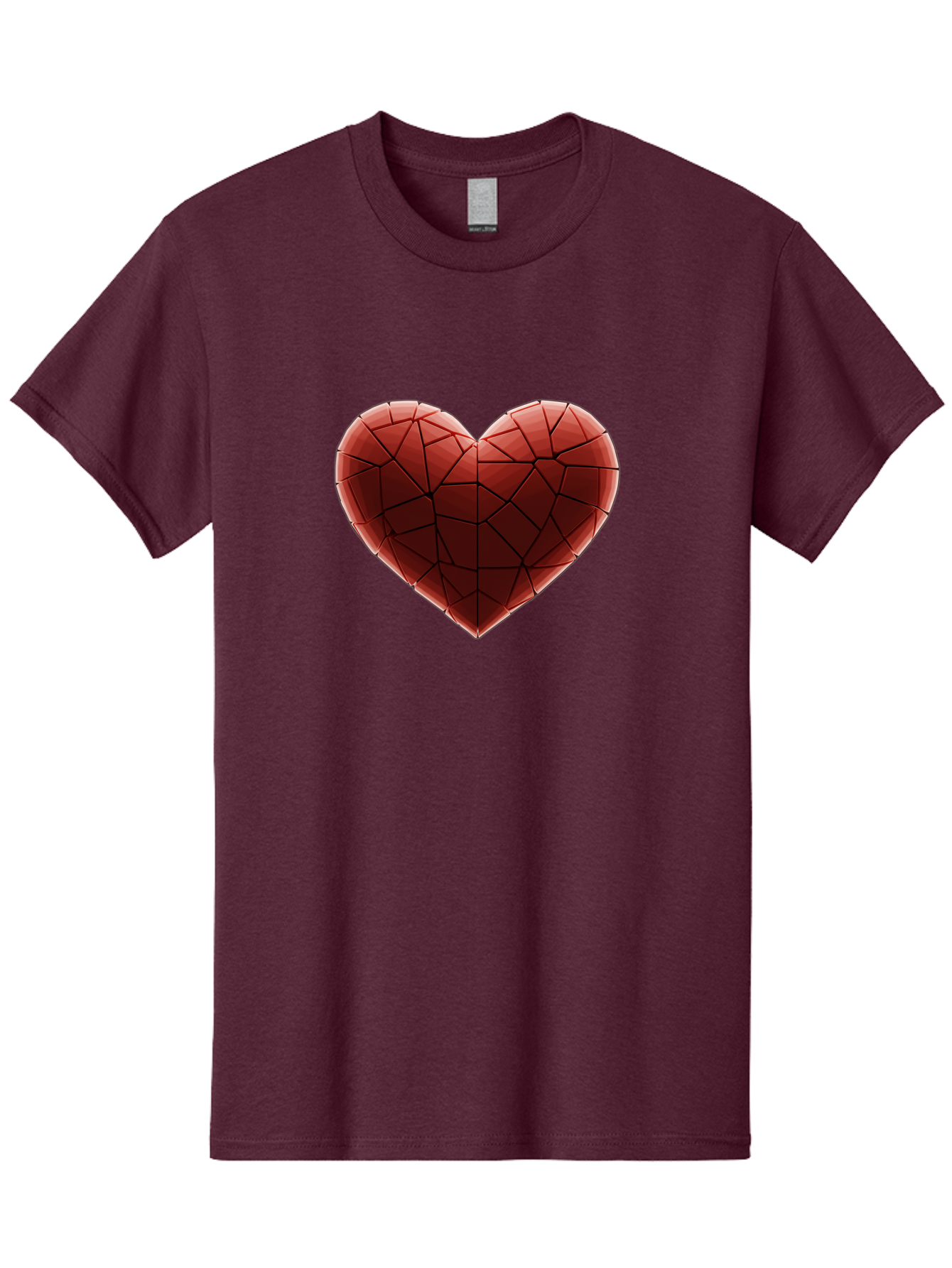 Red-Faceted-Heart Men'S Graphic Tee, 100% Cotton, Comfortable Casual Summer Wear, Machine Washable, Low Poly Heart, Geometric Heart, Red Heart, Love Symbol, Abstract Art, 3D Model, Modern Design, Polygonal Shape, Heart Shape Bae076 9