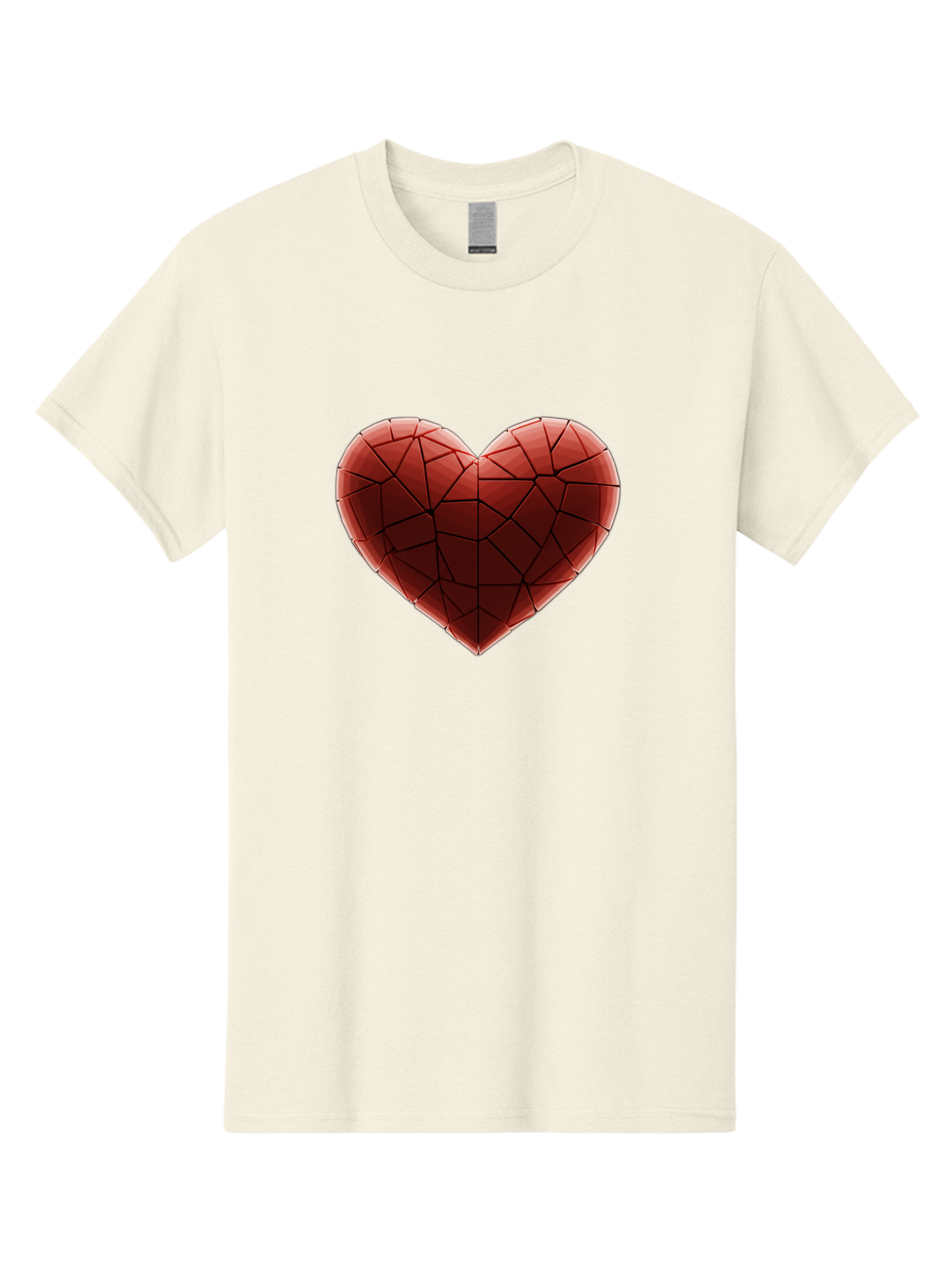 Red-Faceted-Heart Men'S Graphic Tee, 100% Cotton, Comfortable Casual Summer Wear, Machine Washable, Low Poly Heart, Geometric Heart, Red Heart, Love Symbol, Abstract Art, 3D Model, Modern Design, Polygonal Shape, Heart Shape Bae076 11