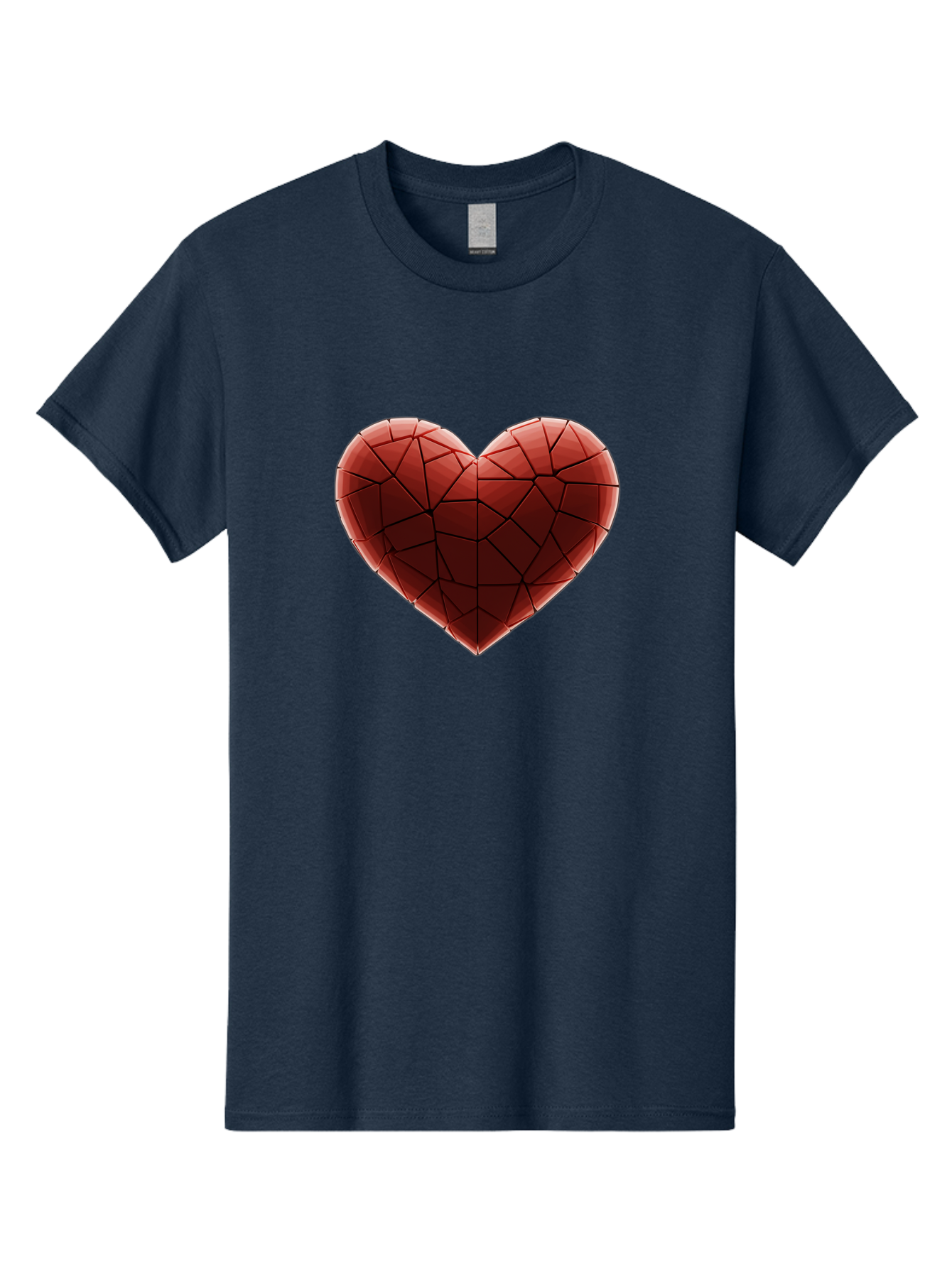 Red-Faceted-Heart Men'S Graphic Tee, 100% Cotton, Comfortable Casual Summer Wear, Machine Washable, Low Poly Heart, Geometric Heart, Red Heart, Love Symbol, Abstract Art, 3D Model, Modern Design, Polygonal Shape, Heart Shape Bae076 3