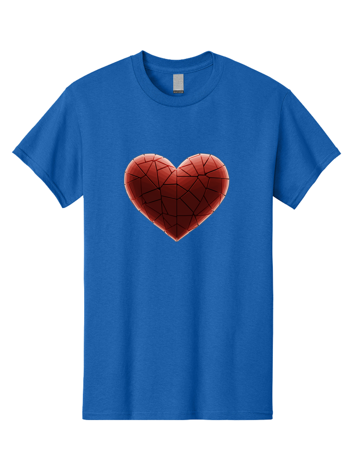 Red-Faceted-Heart Men'S Graphic Tee, 100% Cotton, Comfortable Casual Summer Wear, Machine Washable, Low Poly Heart, Geometric Heart, Red Heart, Love Symbol, Abstract Art, 3D Model, Modern Design, Polygonal Shape, Heart Shape Bae076 8