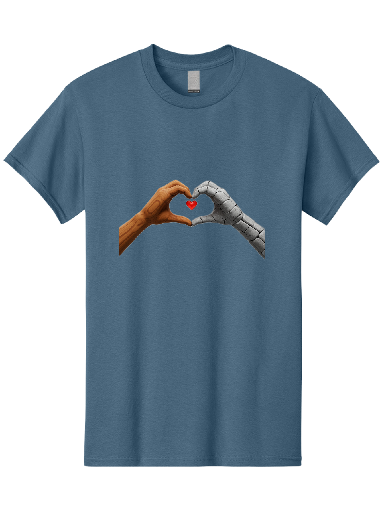 Robot-Hand-Human-Hand-Heart Men'S Graphic Tee, 100% Cotton, Comfortable Casual Summer Wear, Machine Washable, Human Hand, Robot Hand, Heart Shape, Love Symbol, Technology And Humanity, Futuristic Love, Robotic Love, Hand Gesture, Red Heart Bae077 9