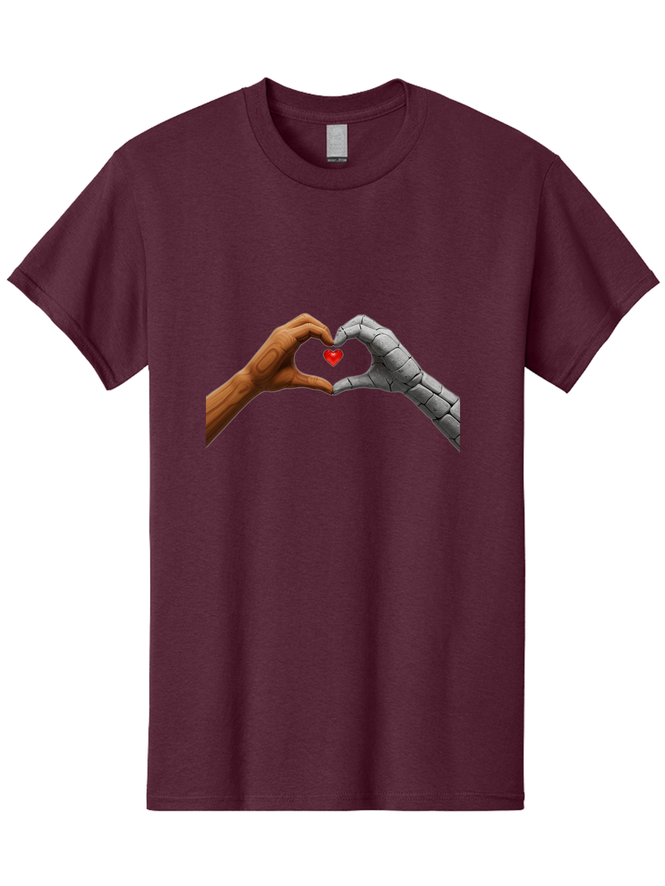 Robot-Hand-Human-Hand-Heart Men'S Graphic Tee, 100% Cotton, Comfortable Casual Summer Wear, Machine Washable, Human Hand, Robot Hand, Heart Shape, Love Symbol, Technology And Humanity, Futuristic Love, Robotic Love, Hand Gesture, Red Heart Bae077 14