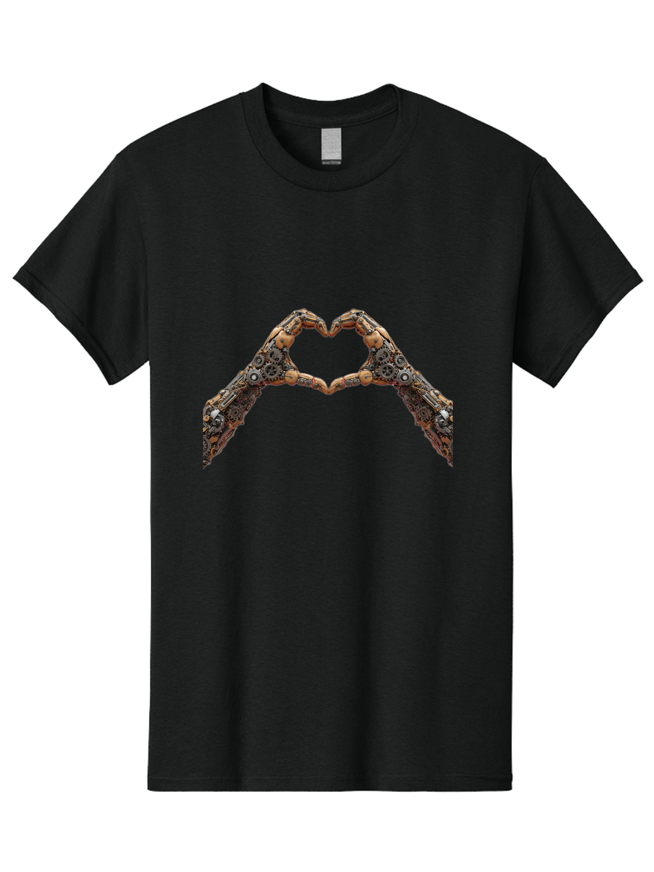 Robot-Hands-Heart Men'S Graphic Tee, 100% Cotton, Comfortable Casual Summer Wear, Machine Washable, Robot Hands Forming A Heart, Steampunk Design, Mechanical Love, Robotic Machinery, Gear Components, Industrial Elements, Symbol Of Affection, Bae078 14