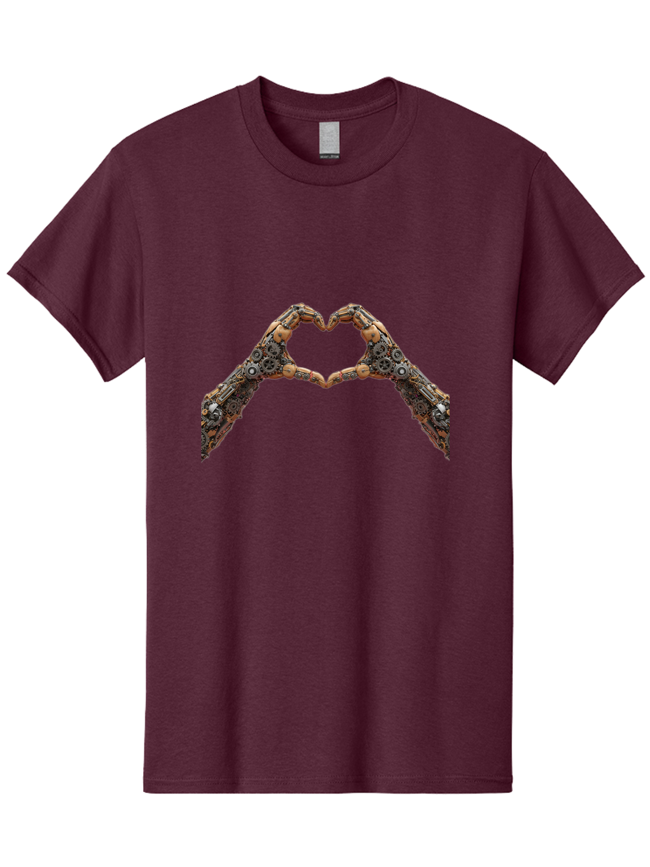 Robot-Hands-Heart Men'S Graphic Tee, 100% Cotton, Comfortable Casual Summer Wear, Machine Washable, Robot Hands Forming A Heart, Steampunk Design, Mechanical Love, Robotic Machinery, Gear Components, Industrial Elements, Symbol Of Affection, Bae078 10