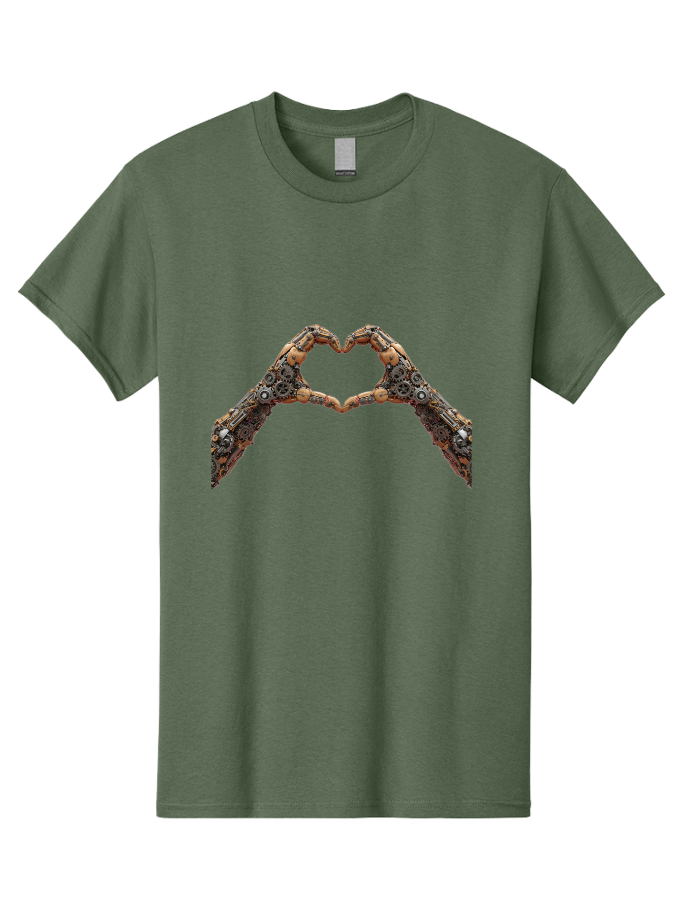 Robot-Hands-Heart Men'S Graphic Tee, 100% Cotton, Comfortable Casual Summer Wear, Machine Washable, Robot Hands Forming A Heart, Steampunk Design, Mechanical Love, Robotic Machinery, Gear Components, Industrial Elements, Symbol Of Affection, Bae078 4