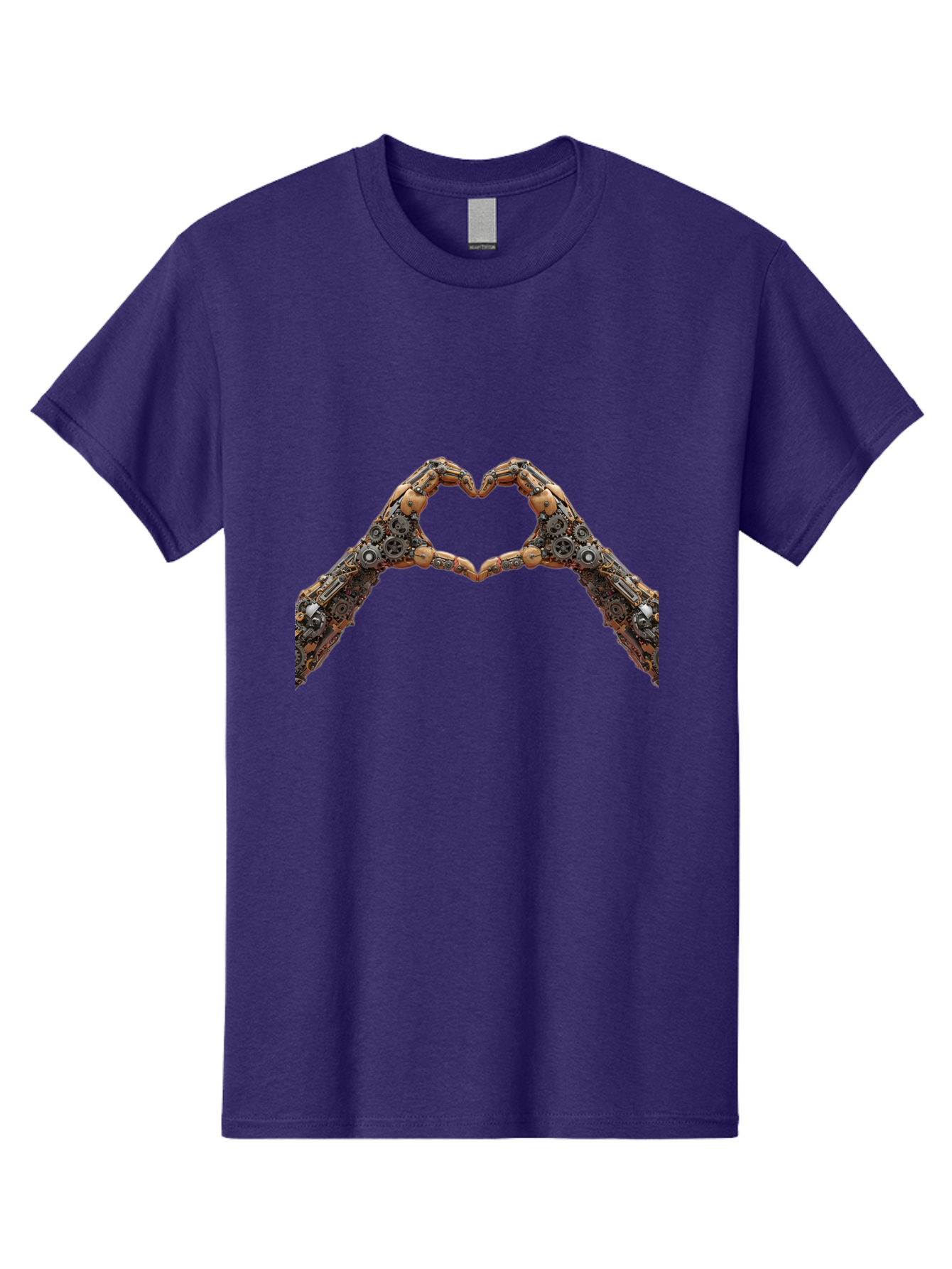 Robot-Hands-Heart Men'S Graphic Tee, 100% Cotton, Comfortable Casual Summer Wear, Machine Washable, Robot Hands Forming A Heart, Steampunk Design, Mechanical Love, Robotic Machinery, Gear Components, Industrial Elements, Symbol Of Affection, Bae078 12